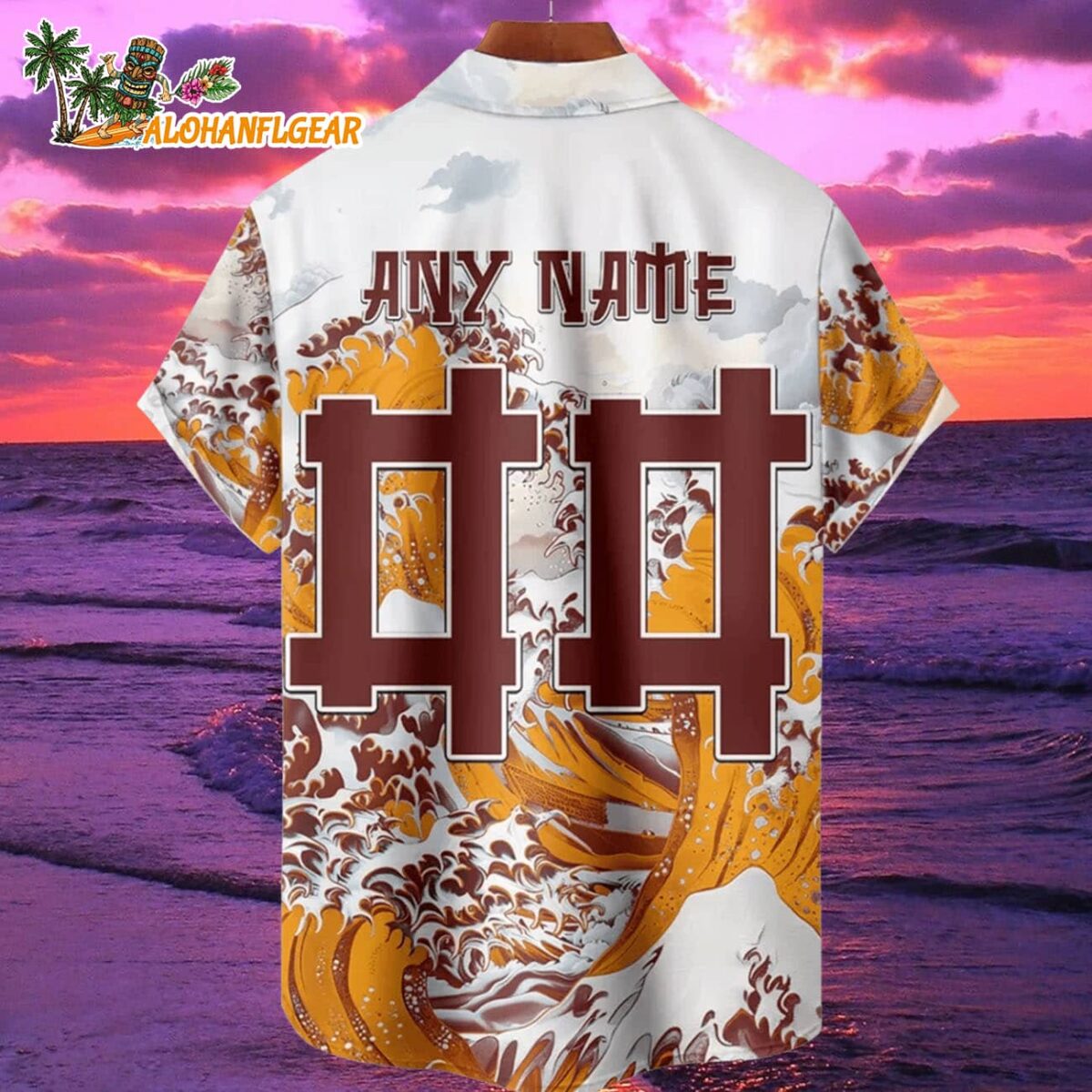 Washington Commanders Great Wave Hawaiian Shirt Custom Name And Number NFL Aloha Shirt 2