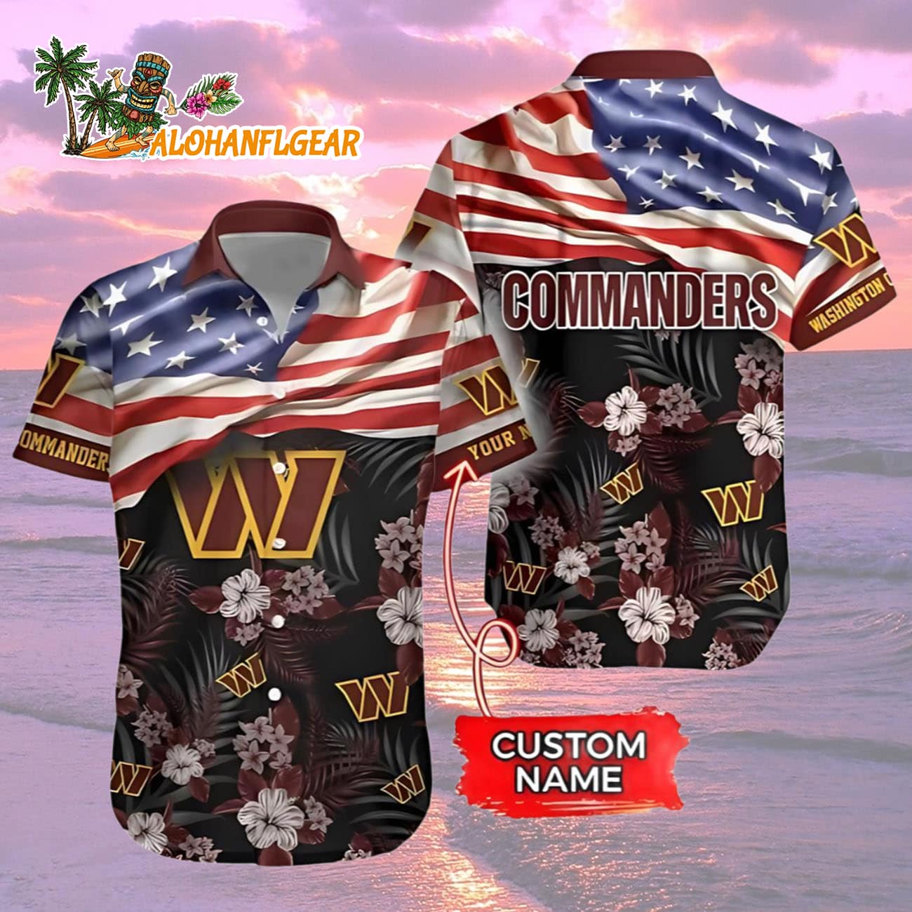Washington Commanders Hawaiian Shirt Custom, Washington Commander Aloha Shirt Washington Commanders Hawaiian Shirt Custom, Washington Commander Aloha Shirt