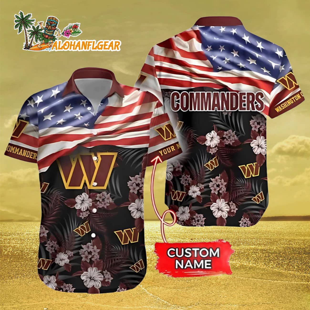 Washington Commanders Hawaiian Shirt Custom, Washington Commander Aloha Shirt Washington Commanders Hawaiian Shirt Custom, Washington Commander Aloha Shirt