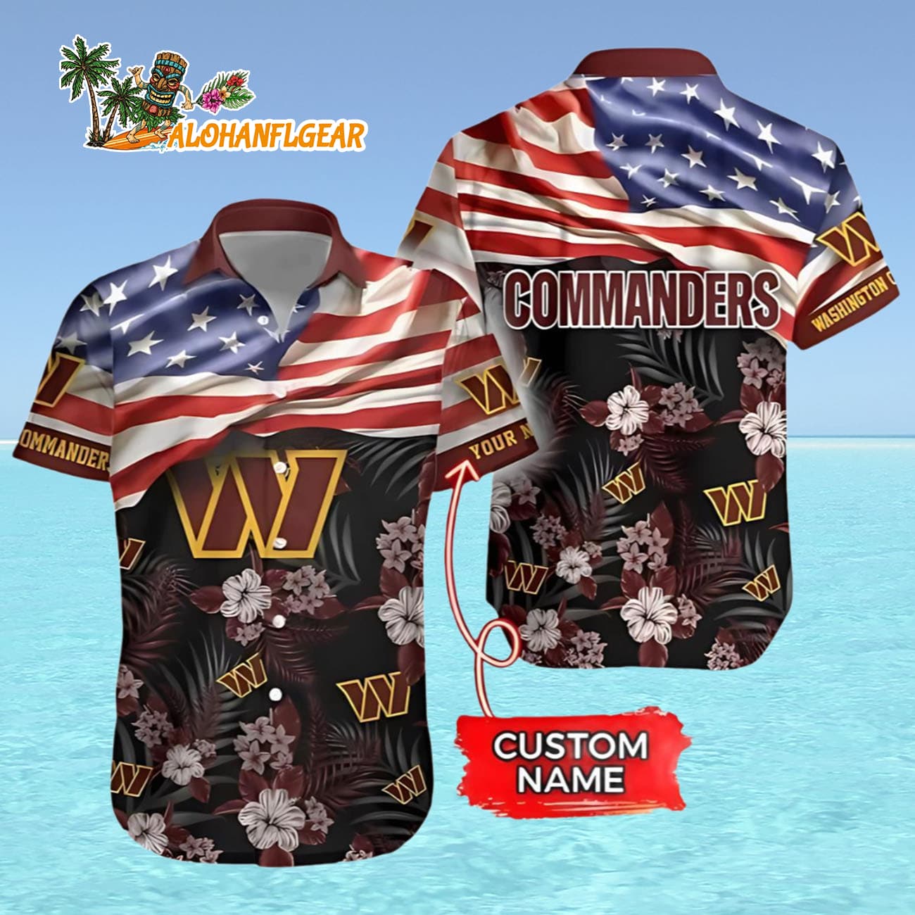 Washington Commanders Hawaiian Shirt Custom, Washington Commander Aloha Shirt Washington Commanders Hawaiian Shirt Custom, Washington Commander Aloha Shirt