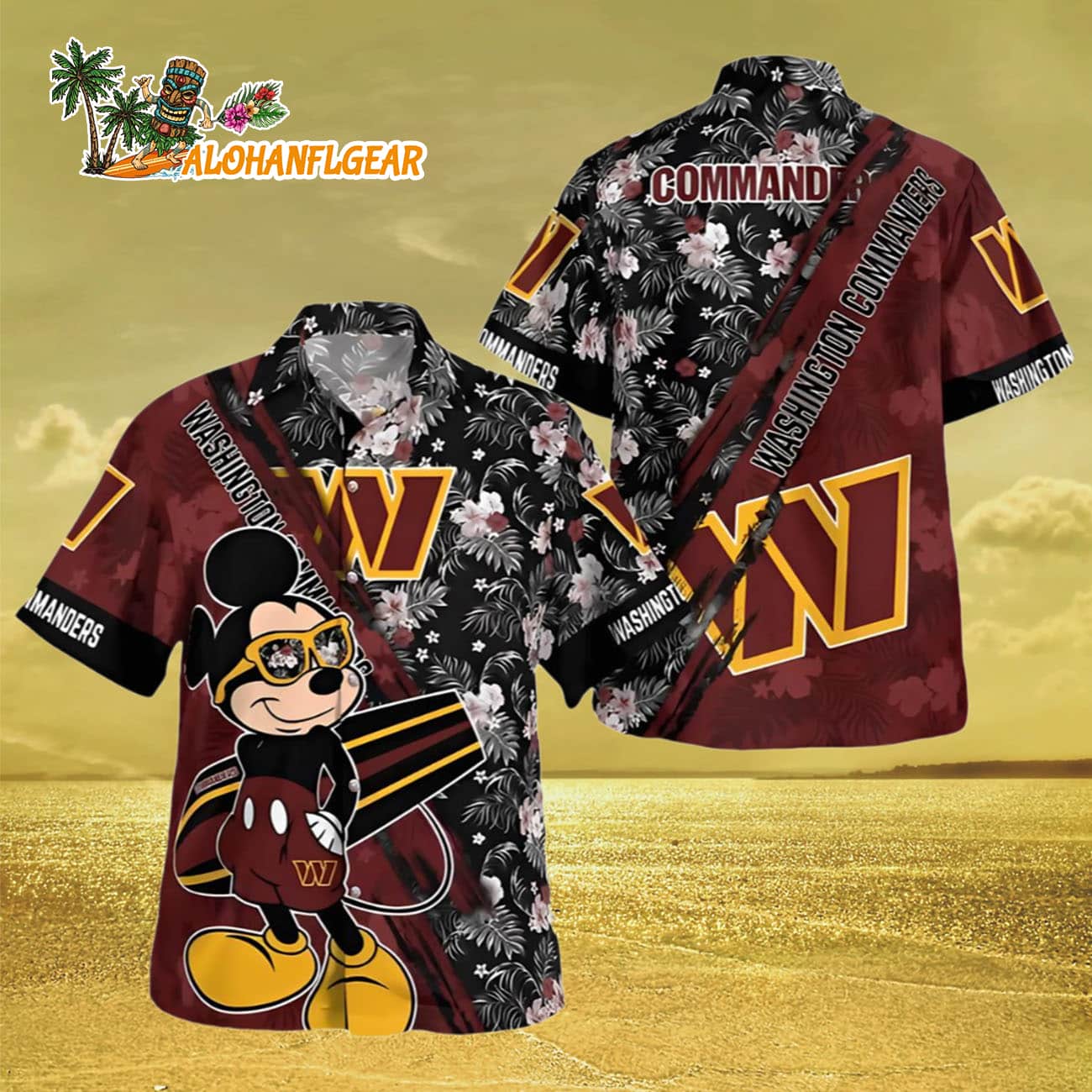 Washington Commanders Hawaiian Shirt Logo And Mickey Mouse, Washington Commander Aloha Shirt Washington Commanders Hawaiian Shirt Logo And Mickey Mouse, Washington Commander Aloha Shirt