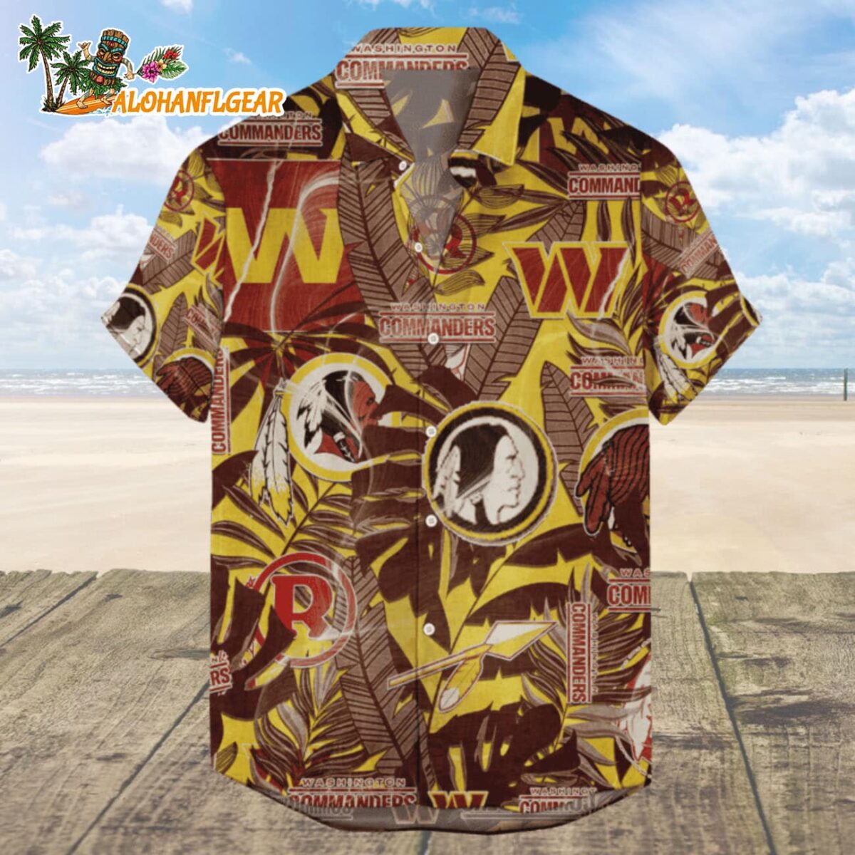 Washington Commanders Hawaiian Shirt Retro Logo Revolution NFL Aloha Shirt 2025 1