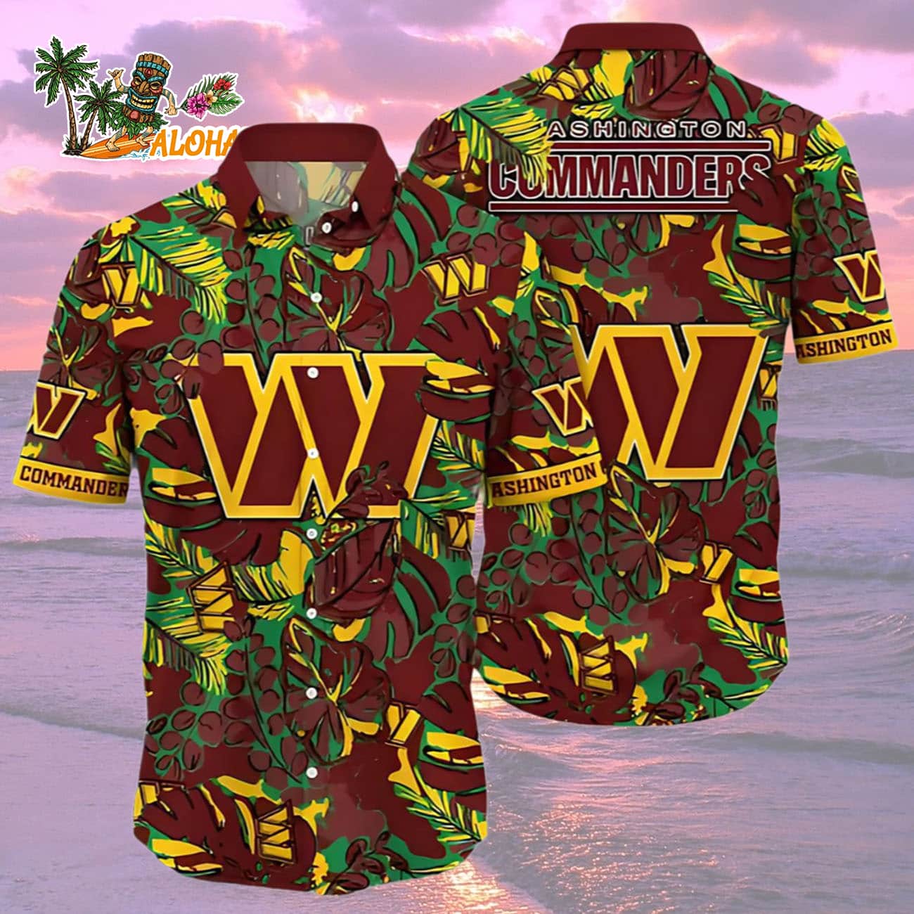 Washington Commanders Hawaiian Shirt Sunsets, Washington Commanders Aloha Shirt Washington Commanders Hawaiian Shirt Sunsets, Washington Commanders Aloha Shirt