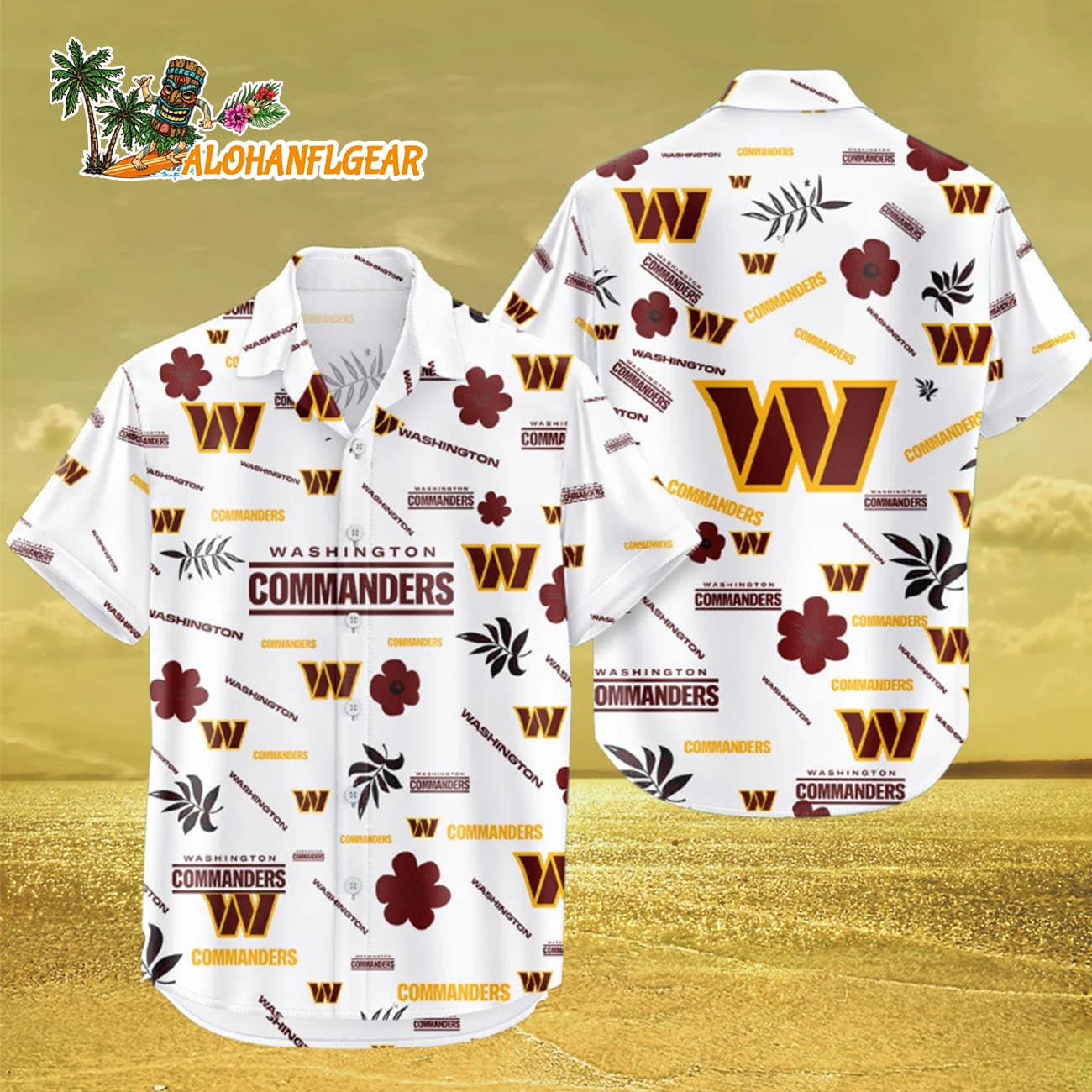 Washington Commanders Hawaiian Shirt Tropical Beach, Washington Commanders Aloha Shirt Washington Commanders Hawaiian Shirt Tropical Beach, Washington Commanders Aloha Shirt