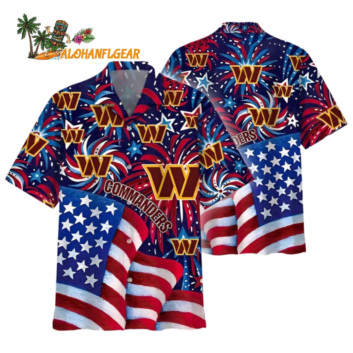 Washington Commanders Patriotic Celebration Hawaiian Shirt Washington Commander Aloha Shirt 1