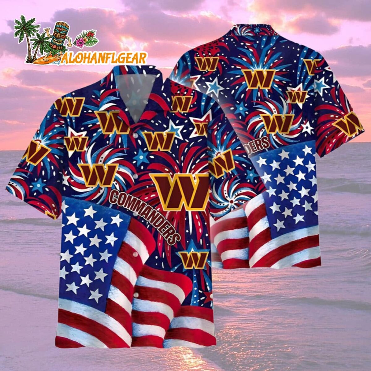Washington Commanders Patriotic Celebration Hawaiian Shirt Washington Commander Aloha Shirt 2