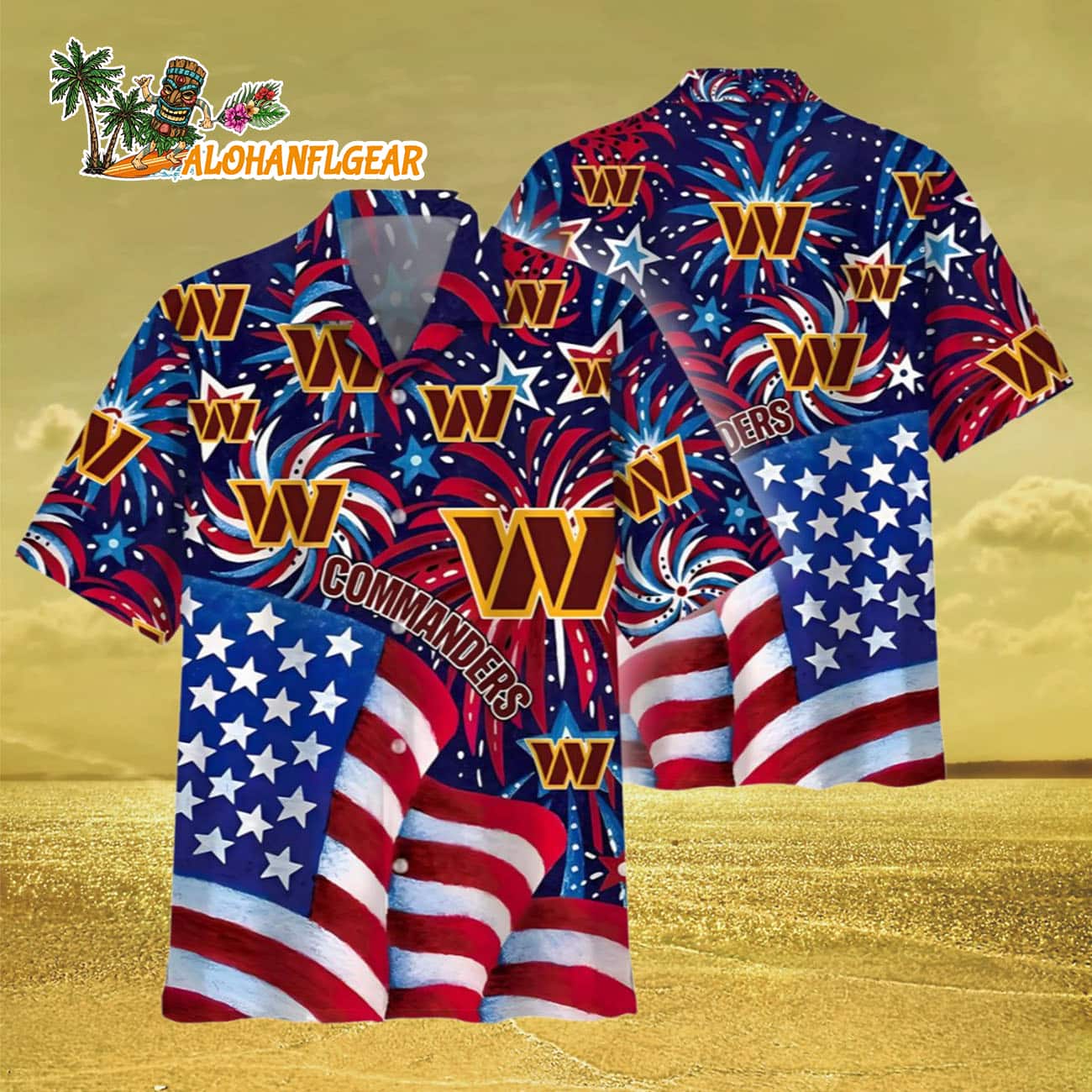Washington Commanders Patriotic Celebration Hawaiian Shirt, Washington Commander Aloha Shirt Washington Commanders Patriotic Celebration Hawaiian Shirt, Washington Commander Aloha Shirt