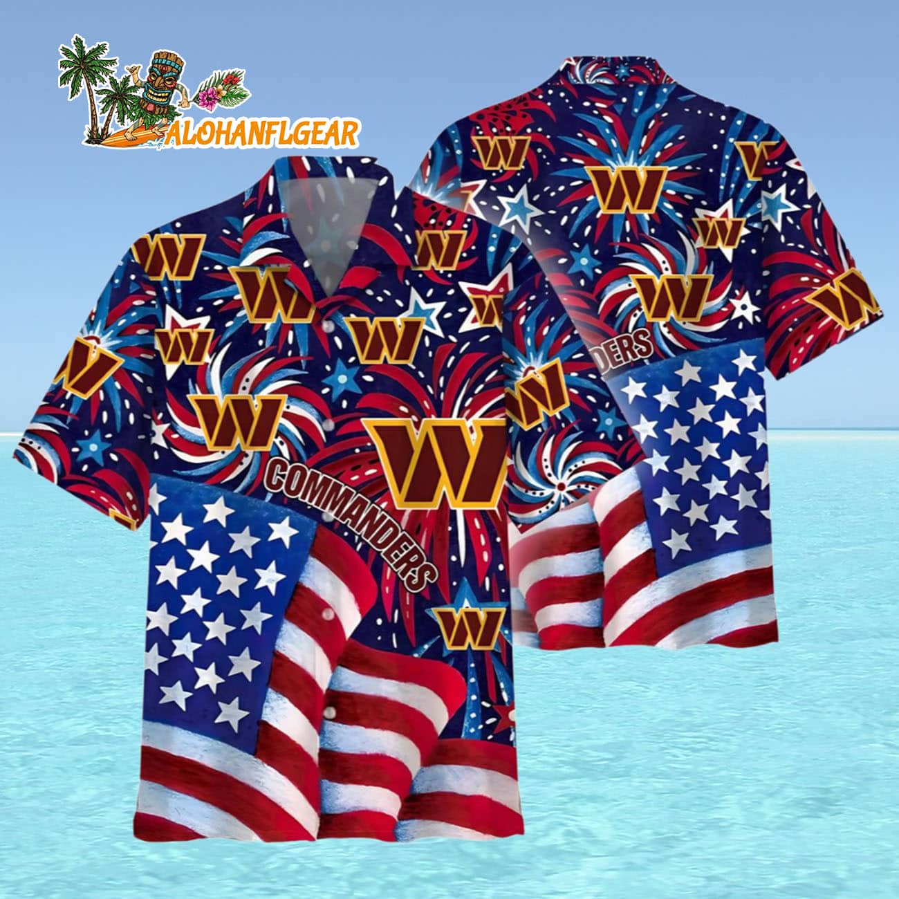 Washington Commanders Patriotic Celebration Hawaiian Shirt, Washington Commander Aloha Shirt Washington Commanders Patriotic Celebration Hawaiian Shirt, Washington Commander Aloha Shirt