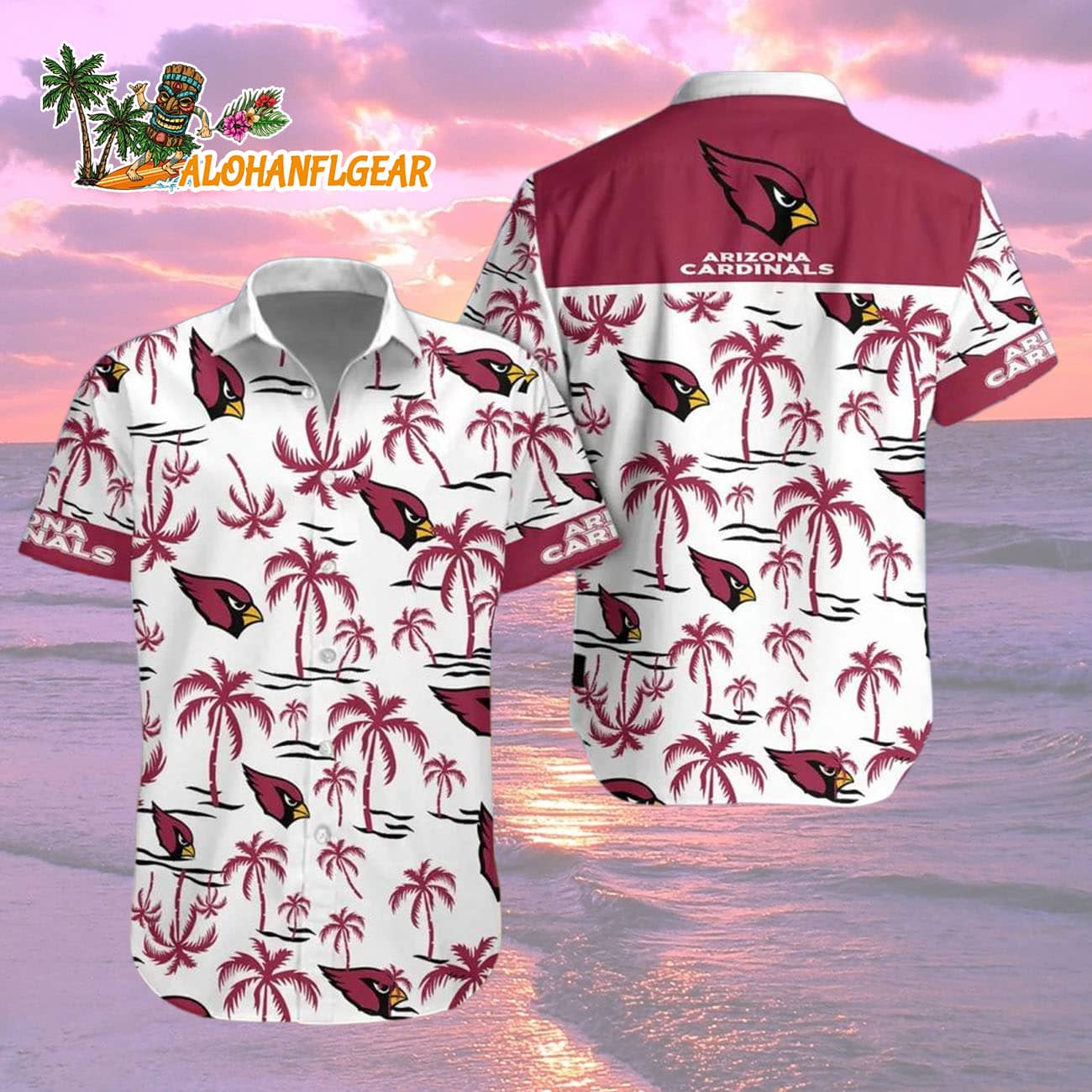 Arizona Cardinals Coconut Logo Beach Hawaiian Shirt, NFL Aloha Shirt Arizona Cardinals Coconut Logo Beach Hawaiian Shirt, NFL Aloha Shirt