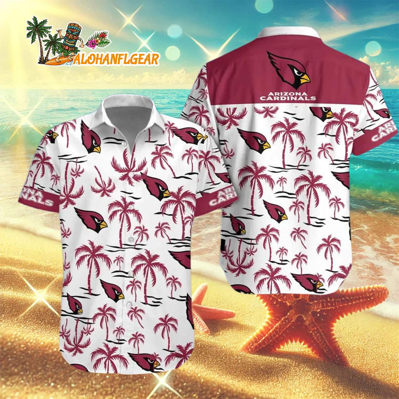 Arizona Cardinals Coconut Logo Beach Hawaiian Shirt, NFL Aloha Shirt Arizona Cardinals Coconut Logo Beach Hawaiian Shirt, NFL Aloha Shirt