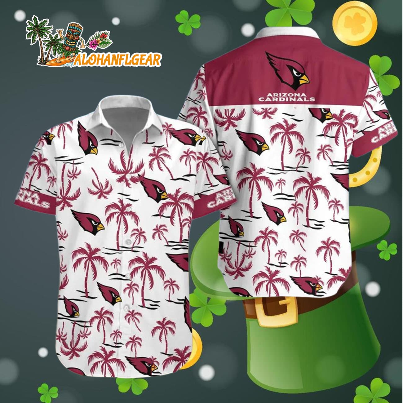 Arizona Cardinals Coconut Logo Beach Hawaiian Shirt, NFL Aloha Shirt Arizona Cardinals Coconut Logo Beach Hawaiian Shirt, NFL Aloha Shirt