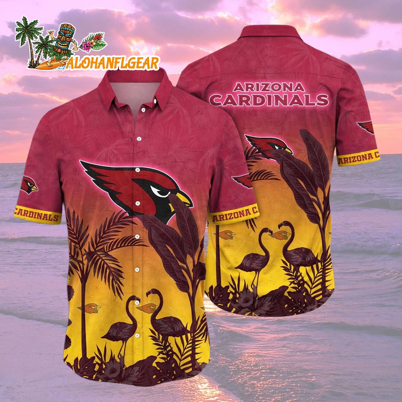 Arizona Cardinals Flamingo And Flower Funny Hawaiian Shirt, Arizona Cardinals Aloha Shirt Arizona Cardinals Flamingo And Flower Funny Hawaiian Shirt, Arizona Cardinals Aloha Shirt