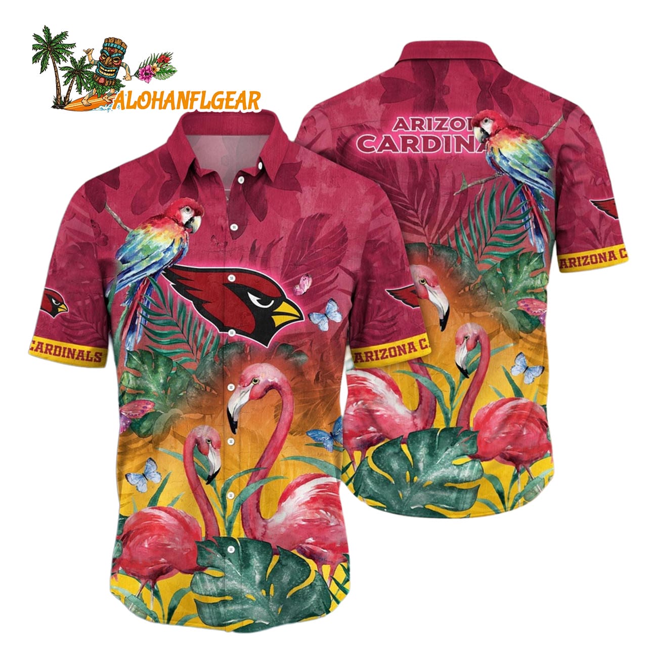 Arizona Cardinals Flamingo And Flower Hawaiian Shirt, Arizona Cardinals Aloha Shirt Arizona Cardinals Flamingo And Flower Hawaiian Shirt, Arizona Cardinals Aloha Shirt