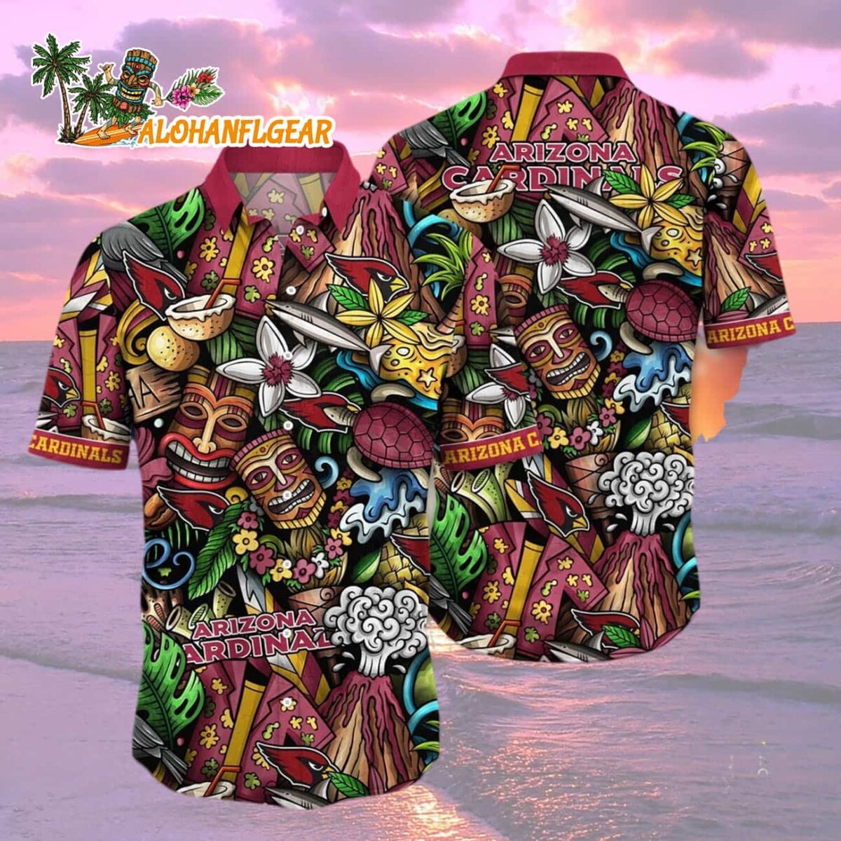 Arizona Cardinals Flower Tiki Me Off Hawaiian Shirt, Arizona Cardinals Aloha Shirt 1 Arizona Cardinals Flower Tiki Me Off Hawaiian Shirt Arizona Cardinals Aloha Shirt 2