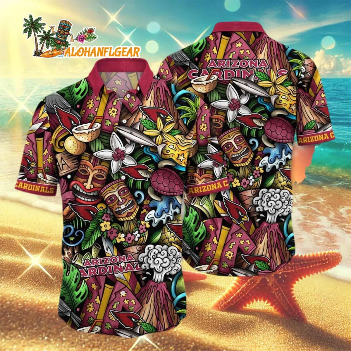 Arizona Cardinals Flower Tiki Me Off Hawaiian Shirt, Arizona Cardinals Aloha Shirt 2 Arizona Cardinals Flower Tiki Me Off Hawaiian Shirt Arizona Cardinals Aloha Shirt 3