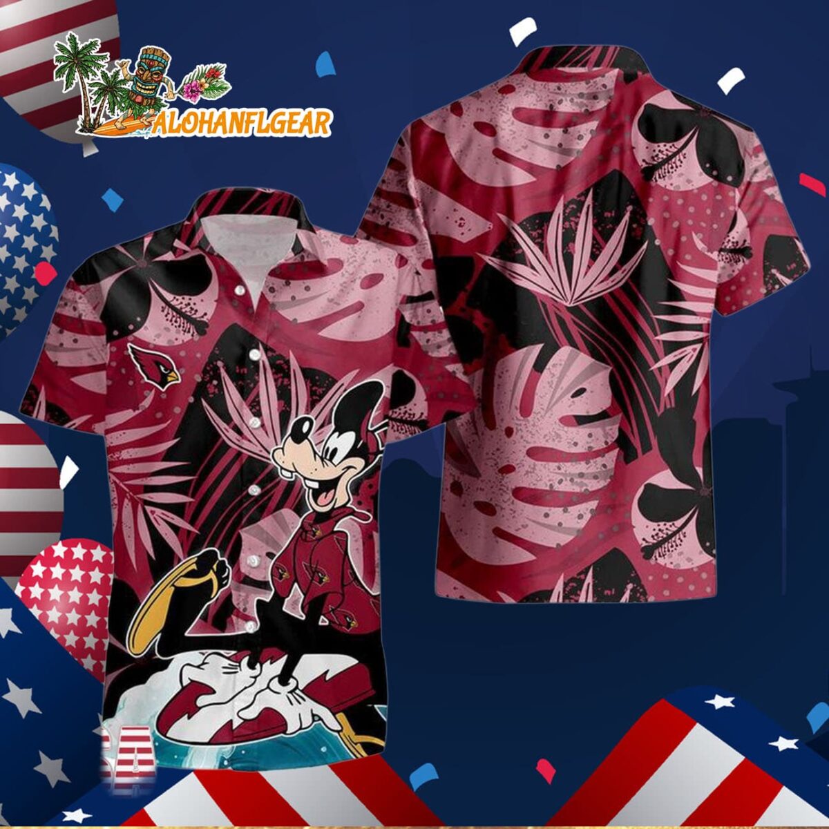 Arizona Cardinals Goofy Disney Limited Edition Hawaiian Shirt Arizona Cardinals Aloha Shirt 3