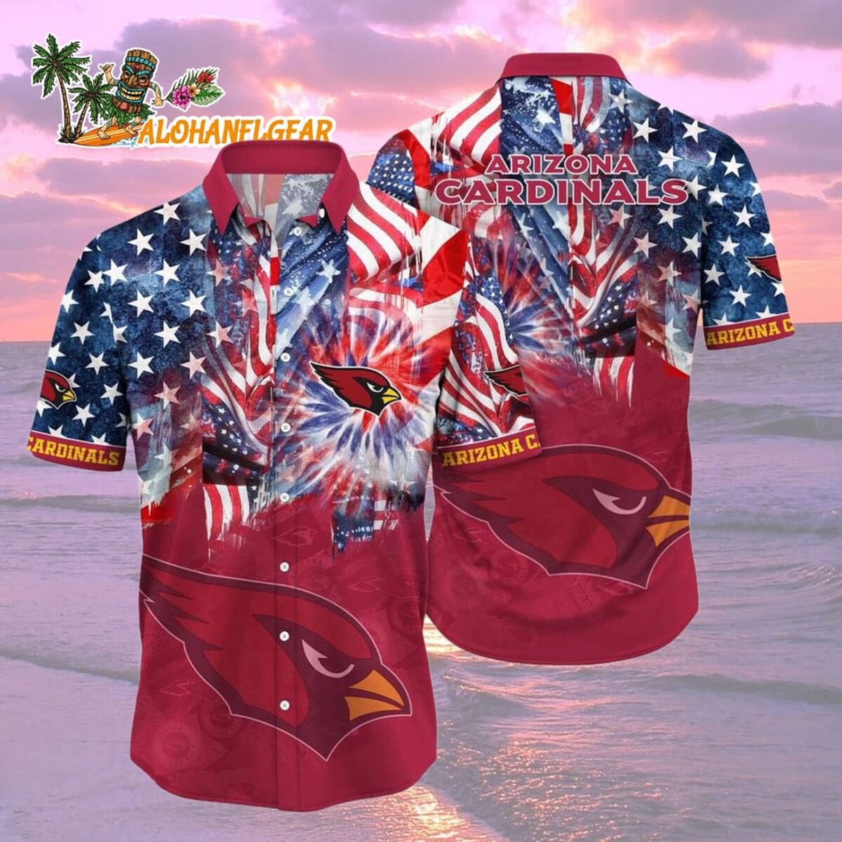 Arizona Cardinals Independence Day Hawaiian Shirt, NFL Aloha Shirt 1 Arizona Cardinals Independence Day Hawaiian Shirt NFL Aloha Shirt 2