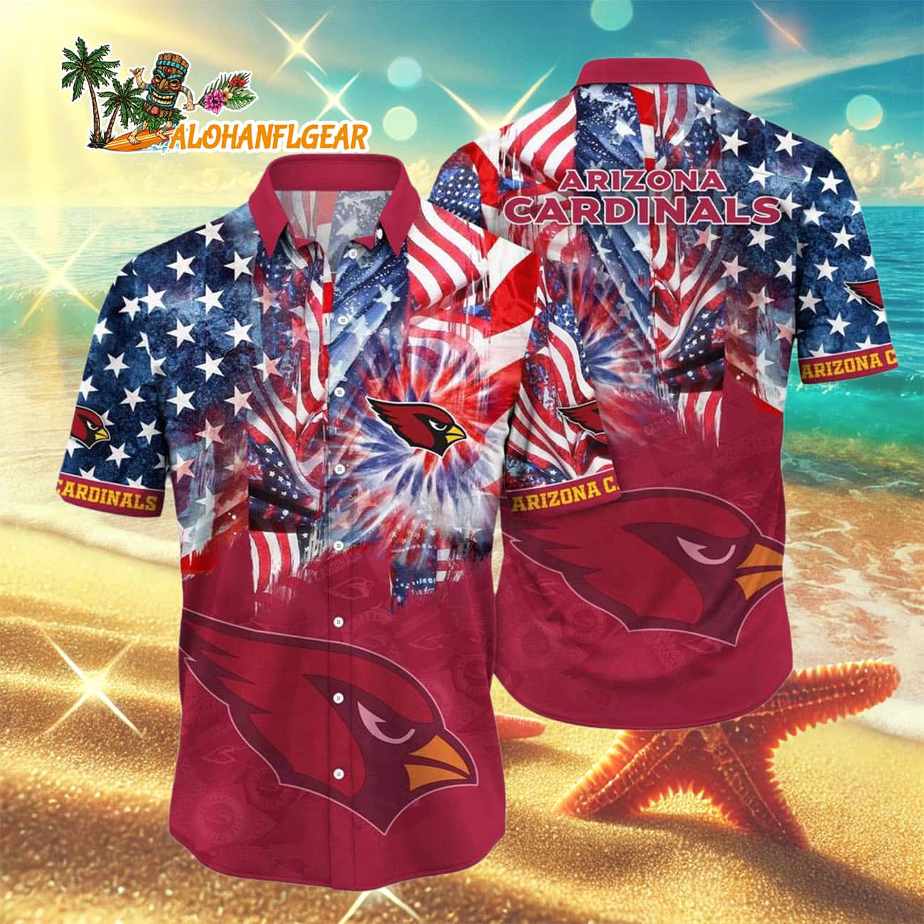 Arizona Cardinals Independence Day Hawaiian Shirt, NFL Aloha Shirt Arizona Cardinals Independence Day Hawaiian Shirt, NFL Aloha Shirt