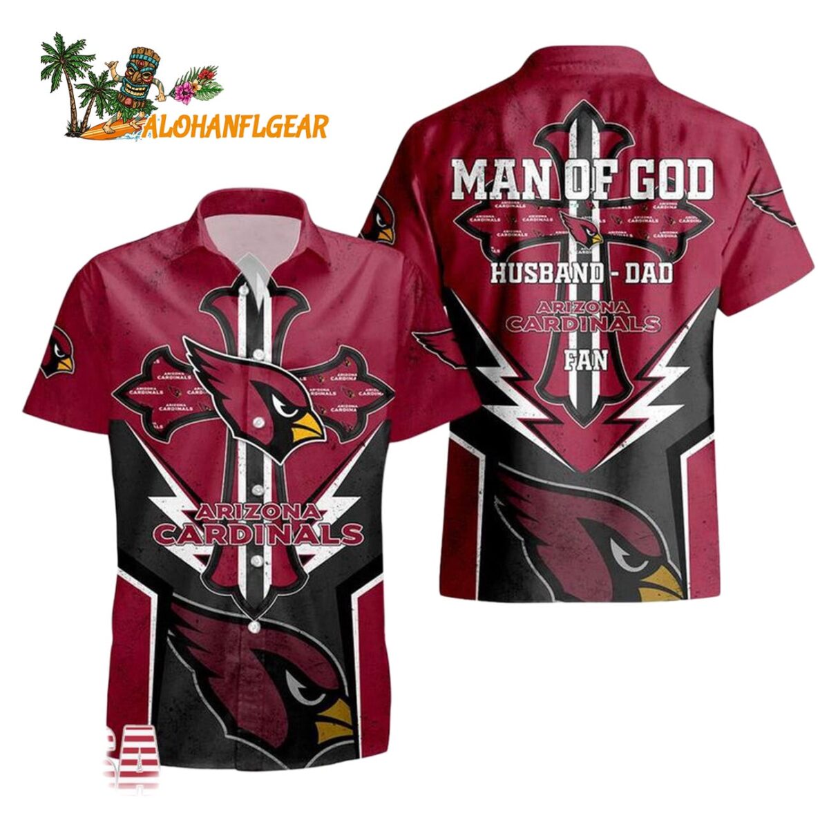 Arizona Cardinals Man Of God Gift For Fathers Day Hawaiian Shirt Arizona Cardinals Aloha Shirt 1