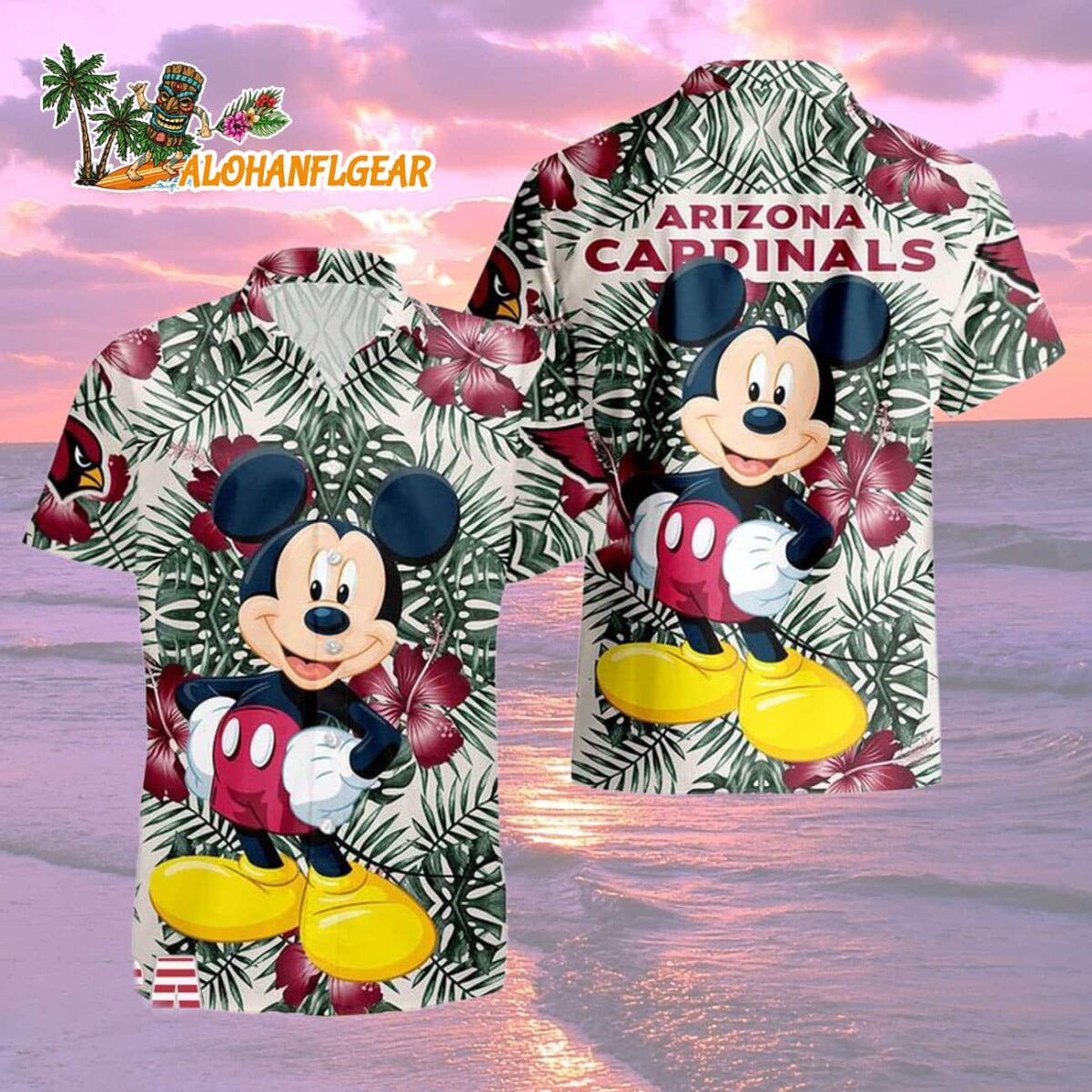 Arizona Cardinals Mickey Disney Limited Edition Hawaiian Shirt, Arizona Cardinals Aloha Shirt 1 Arizona Cardinals Mickey Disney Limited Edition Hawaiian Shirt Arizona Cardinals Aloha Shirt 2
