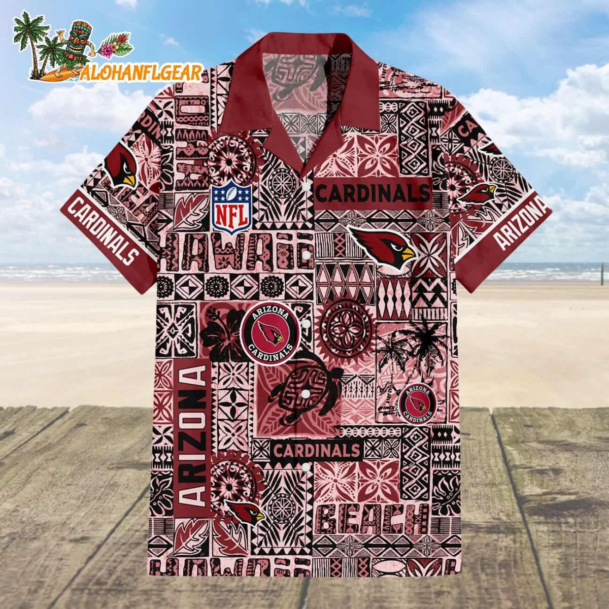 Arizona Cardinals Tapa Patterns Hawaiian Shirt NFL Aloha Shirt 1