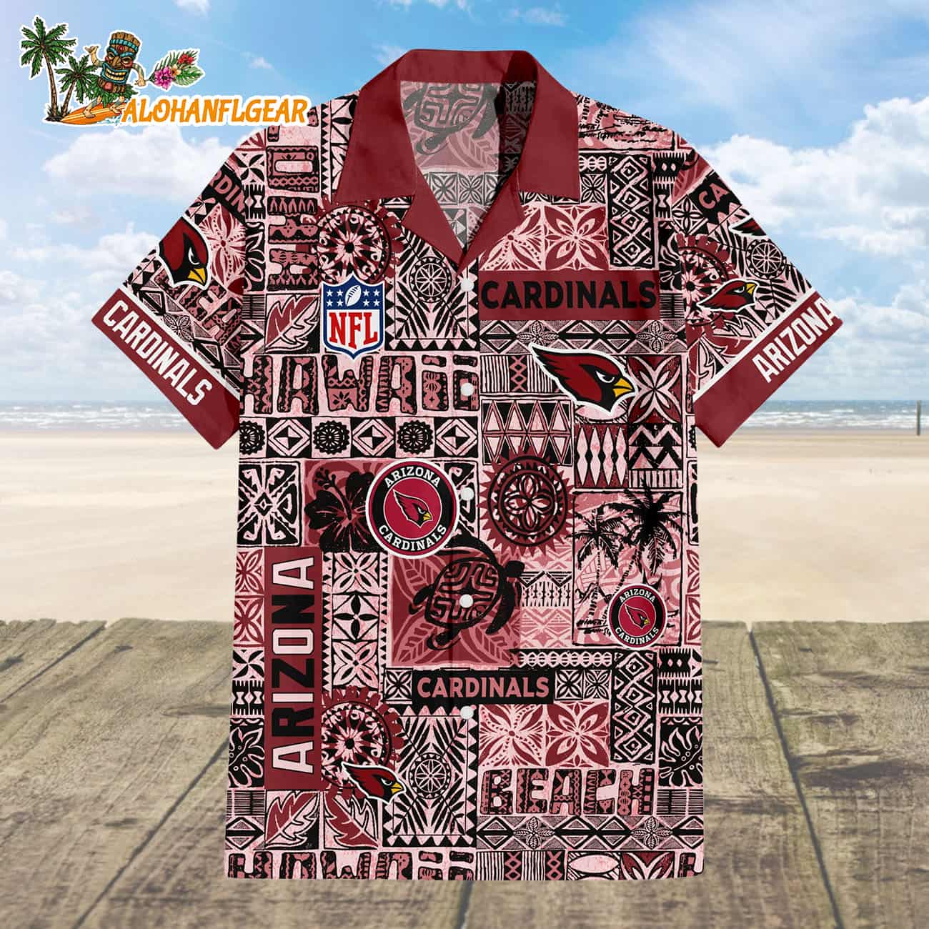 Arizona Cardinals Tapa Patterns Hawaiian Shirt, NFL Aloha Shirt Arizona Cardinals Tapa Patterns Hawaiian Shirt, NFL Aloha Shirt