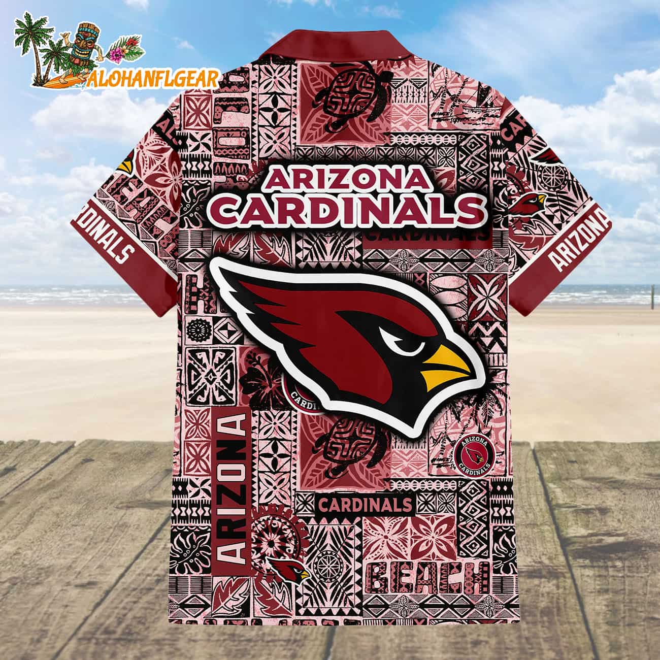Arizona Cardinals Tapa Patterns Hawaiian Shirt, NFL Aloha Shirt Arizona Cardinals Tapa Patterns Hawaiian Shirt, NFL Aloha Shirt