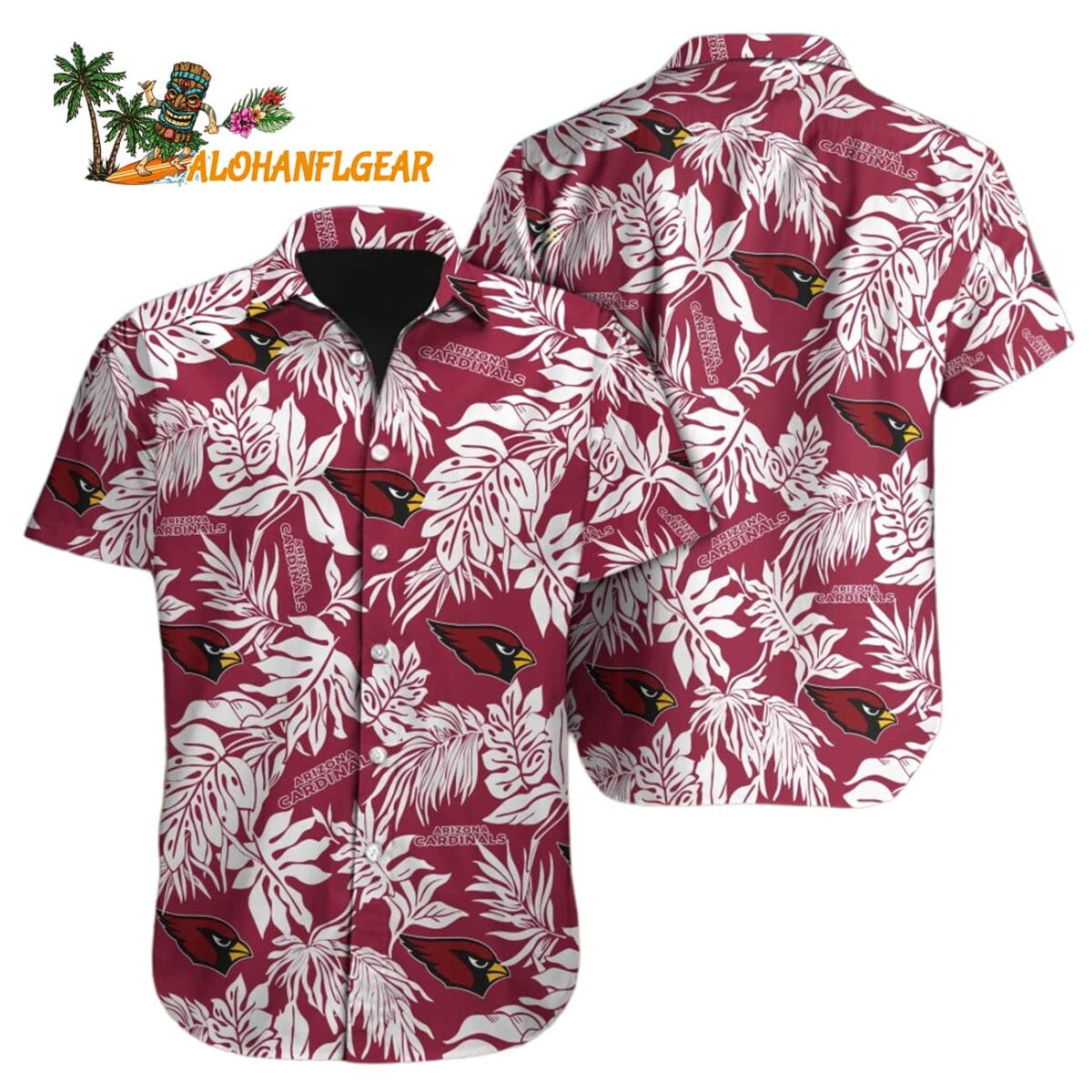 Arizona Cardinals Tropical Leafs Designs Hawaiian Shirt Arizona Cardinals Aloha Shirt 1
