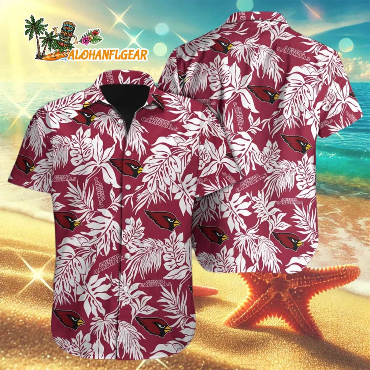 Arizona Cardinals Tropical Leafs Designs Hawaiian Shirt Arizona Cardinals Aloha Shirt 3