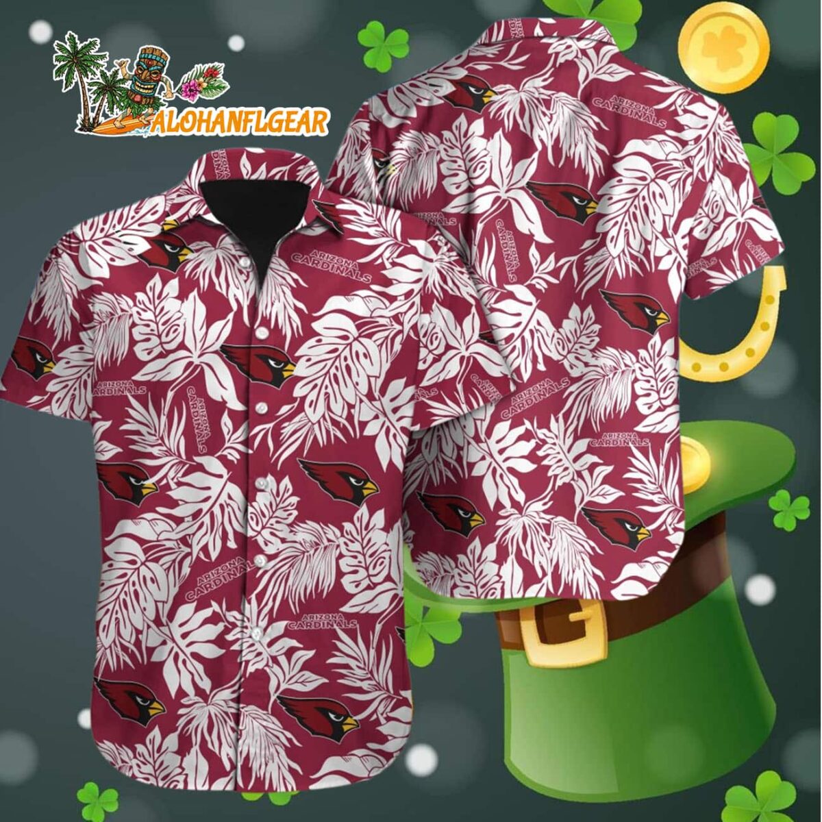 Arizona Cardinals Tropical Leafs Designs Hawaiian Shirt Arizona Cardinals Aloha Shirt 4