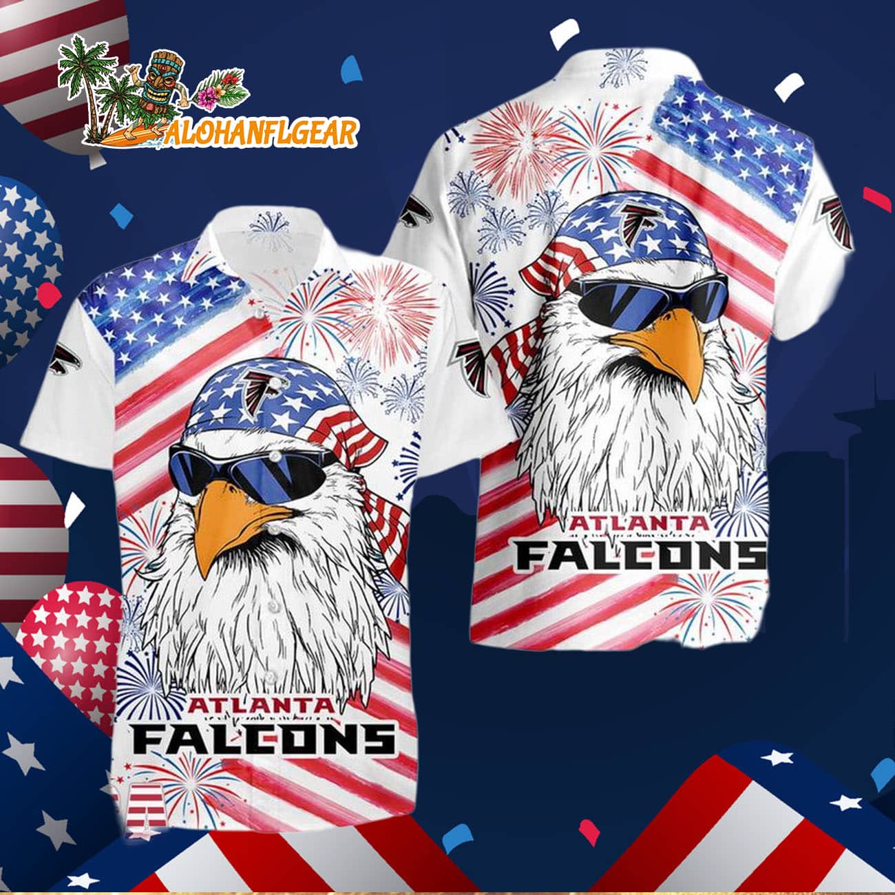 Atlanta Falcons American Eagle Emblem Hawaiian Shirt Atlanta Falcons American Eagle Emblem Hawaiian Shirt