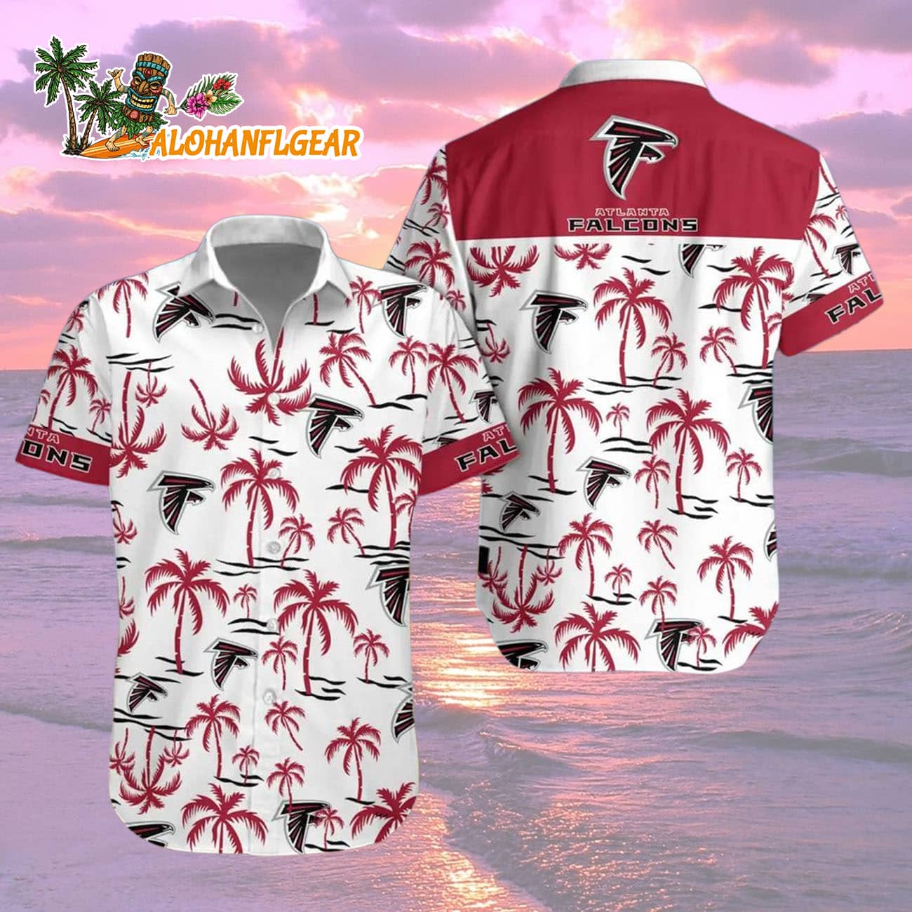 Atlanta Falcons Coconut Logo Beach Hawaiian Shirt, NFL Aloha Shirt Atlanta Falcons Coconut Logo Beach Hawaiian Shirt, NFL Aloha Shirt
