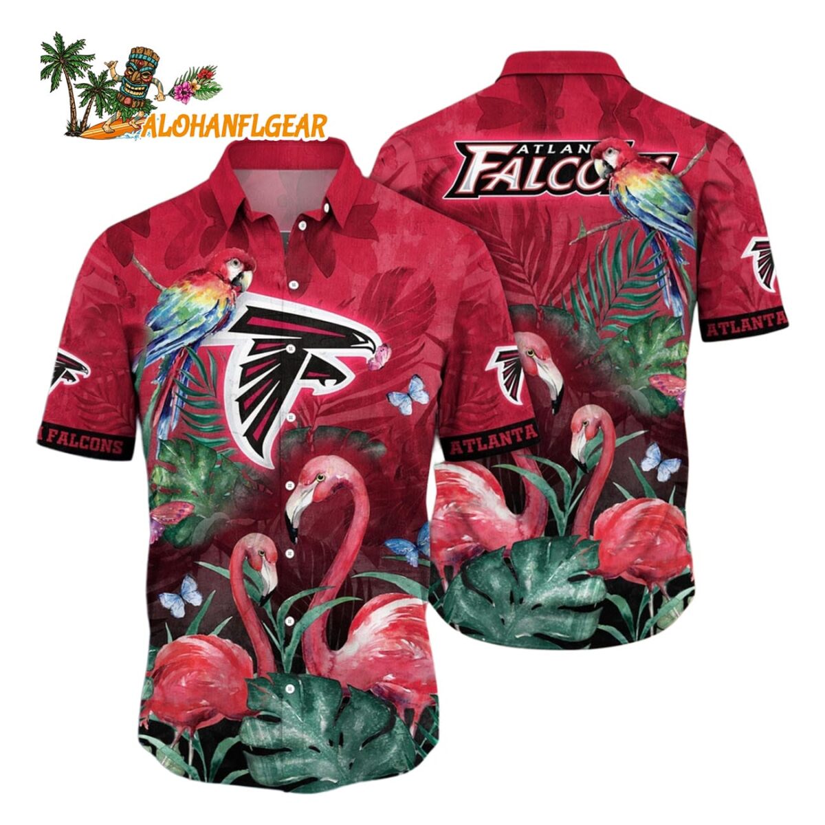 Atlanta Falcons Flamingo And Flower Hawaiian Shirt Atlanta Falcons Aloha Shirt 1