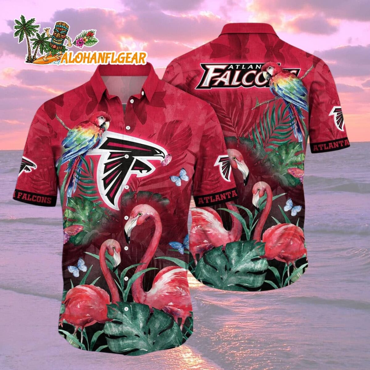 Atlanta Falcons Flamingo And Flower Hawaiian Shirt, Atlanta Falcons Aloha Shirt 1 Atlanta Falcons Flamingo And Flower Hawaiian Shirt Atlanta Falcons Aloha Shirt 2