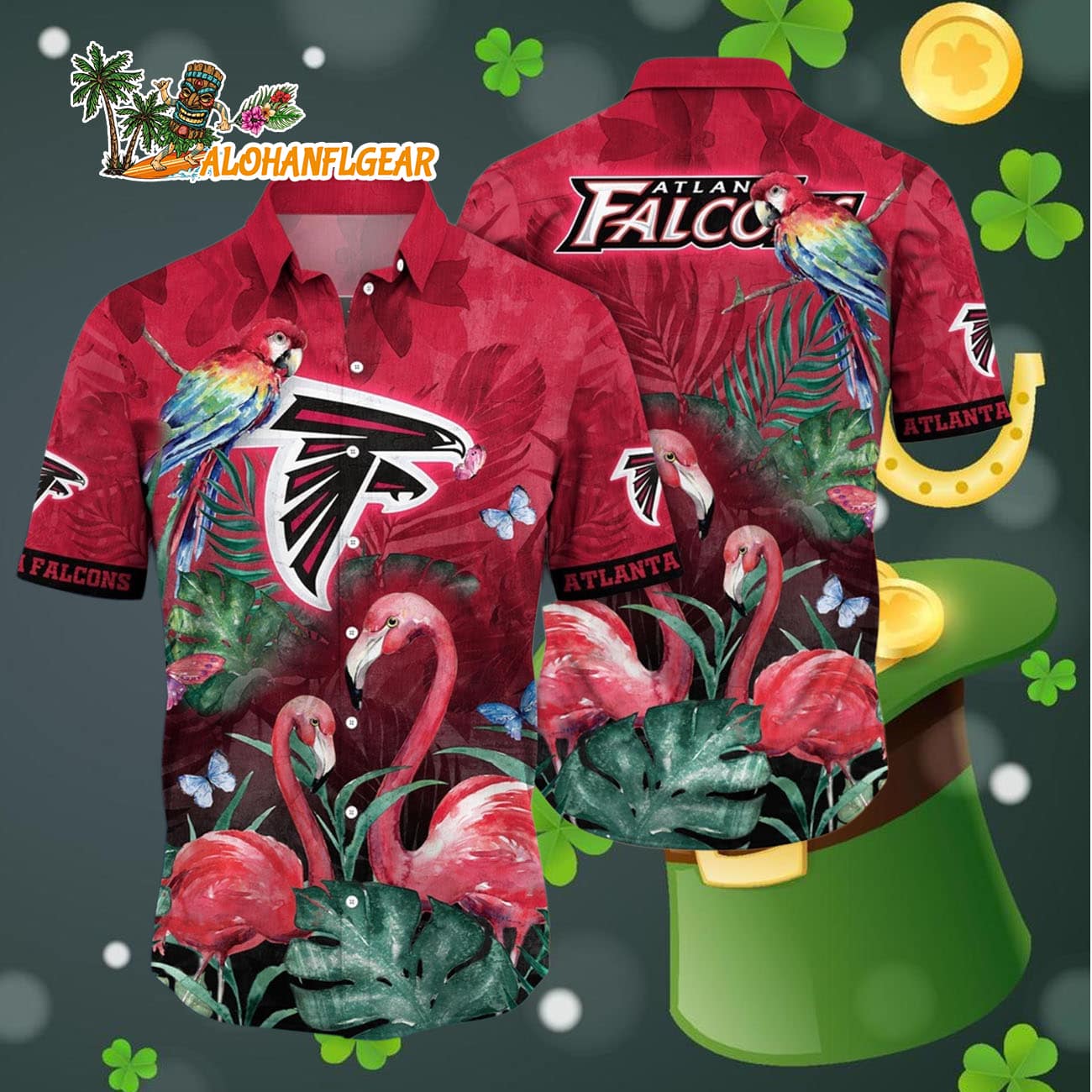 Atlanta Falcons Flamingo And Flower Hawaiian Shirt, Atlanta Falcons Aloha Shirt Atlanta Falcons Flamingo And Flower Hawaiian Shirt, Atlanta Falcons Aloha Shirt