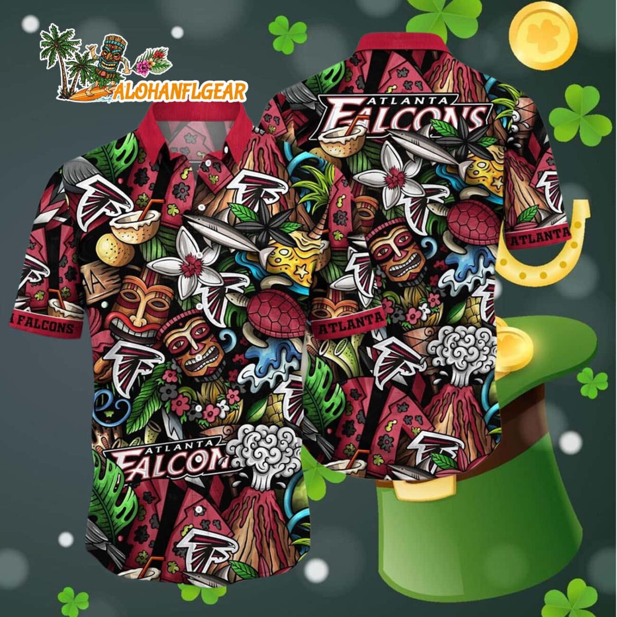 Atlanta Falcons Flower Tiki Me Off Hawaiian Shirt Atlanta Falcons Aloha Shirt 4