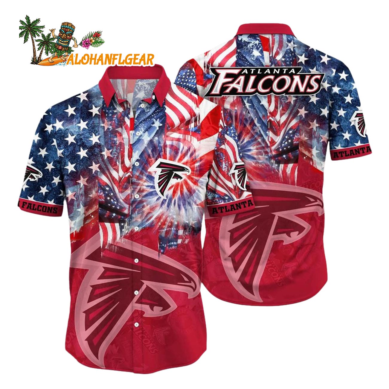 Atlanta Falcons Independence Day Hawaiian Shirt, NFL Aloha Shirt Atlanta Falcons Independence Day Hawaiian Shirt, NFL Aloha Shirt