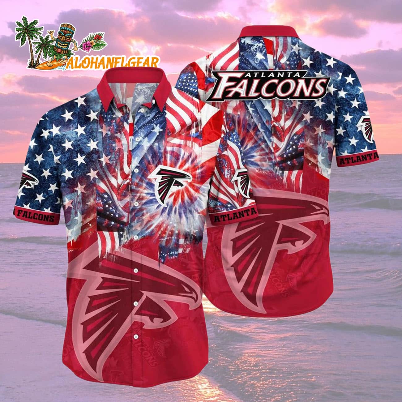 Atlanta Falcons Independence Day Hawaiian Shirt, NFL Aloha Shirt Atlanta Falcons Independence Day Hawaiian Shirt, NFL Aloha Shirt
