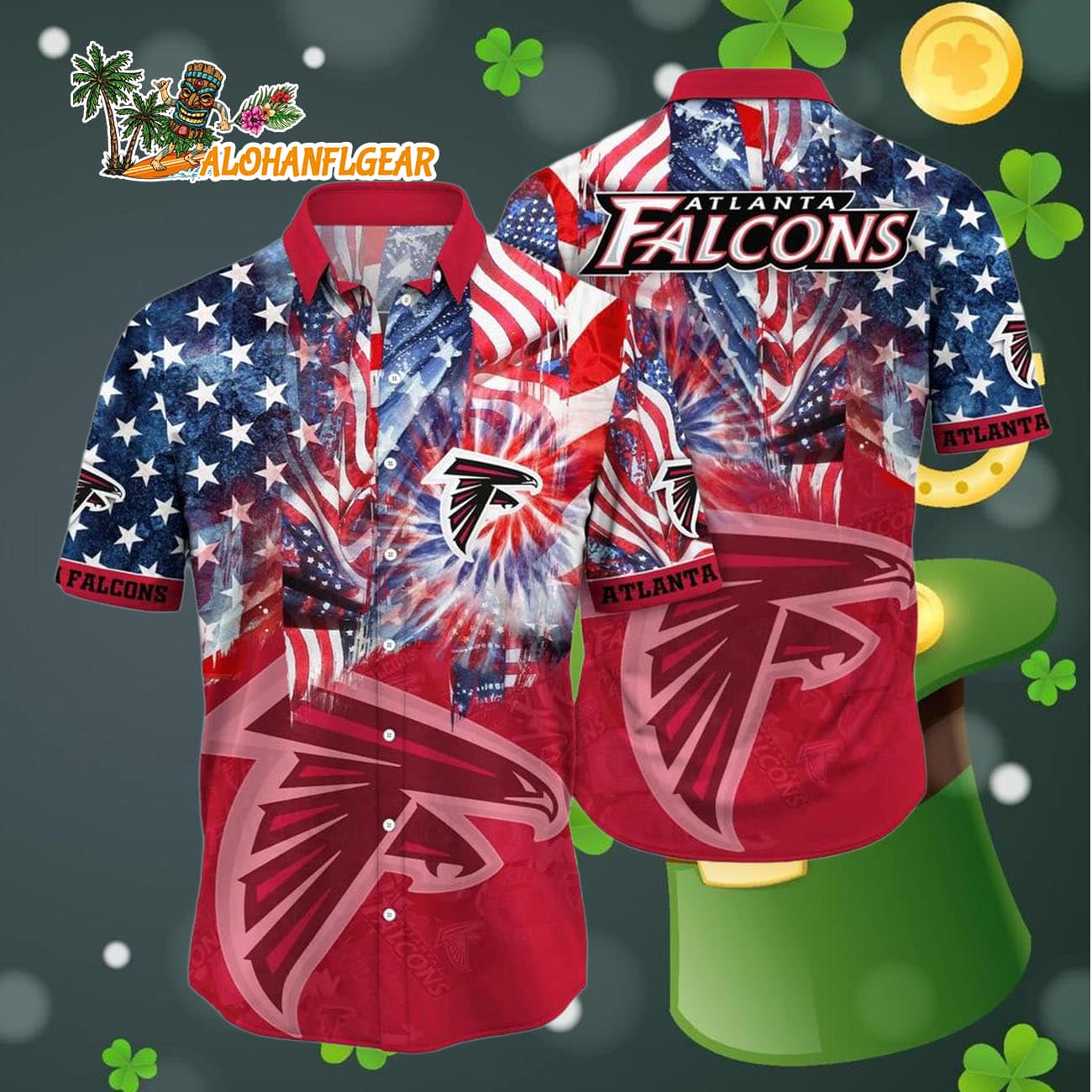 Atlanta Falcons Independence Day Hawaiian Shirt, NFL Aloha Shirt Atlanta Falcons Independence Day Hawaiian Shirt, NFL Aloha Shirt