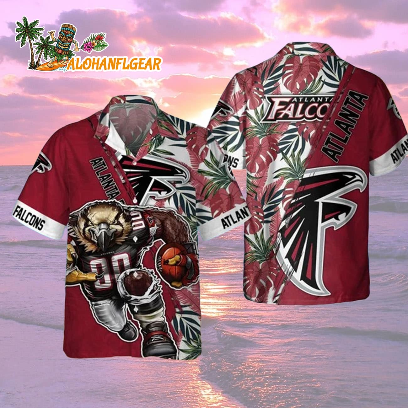 Atlanta Falcons Mascot Summer Hawaiian Shirt, Atlanta Falcons Aloha Shirt Atlanta Falcons Mascot Summer Hawaiian Shirt, Atlanta Falcons Aloha Shirt