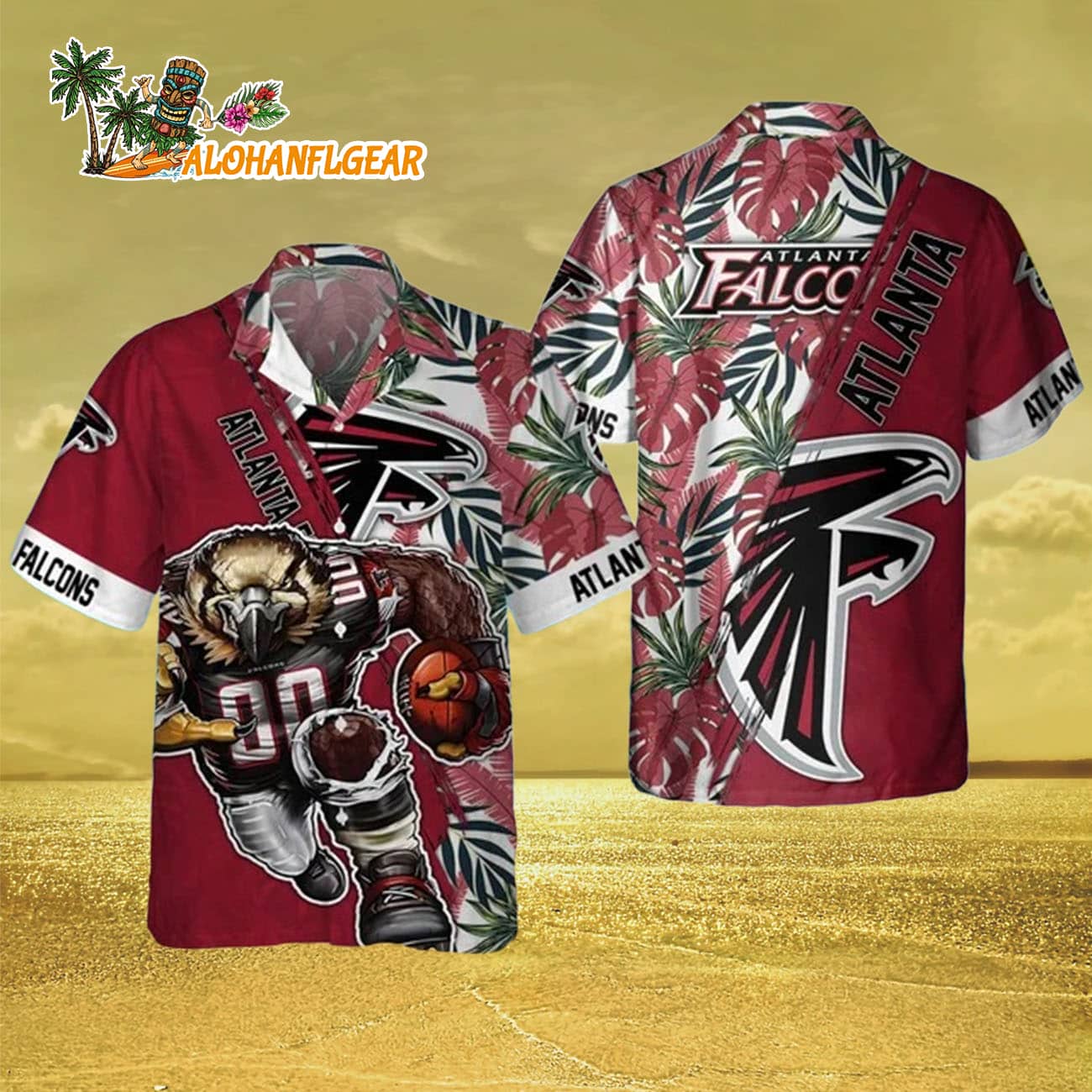 Atlanta Falcons Mascot Summer Hawaiian Shirt, Atlanta Falcons Aloha Shirt Atlanta Falcons Mascot Summer Hawaiian Shirt, Atlanta Falcons Aloha Shirt