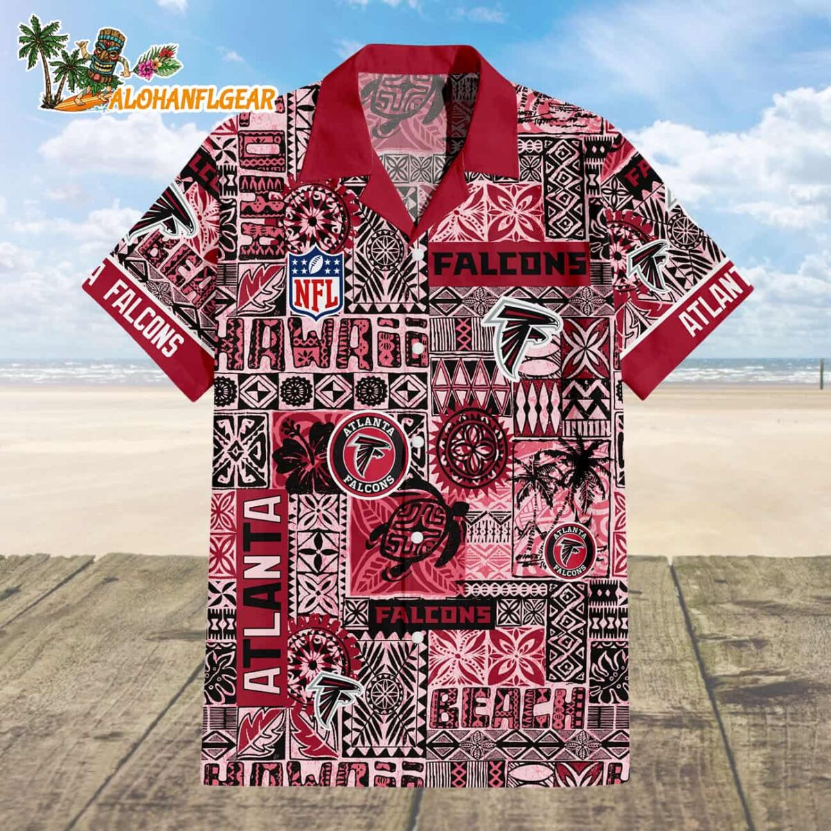 Atlanta Falcons Tapa Patterns Hawaiian Shirt NFL Aloha Shirt 1