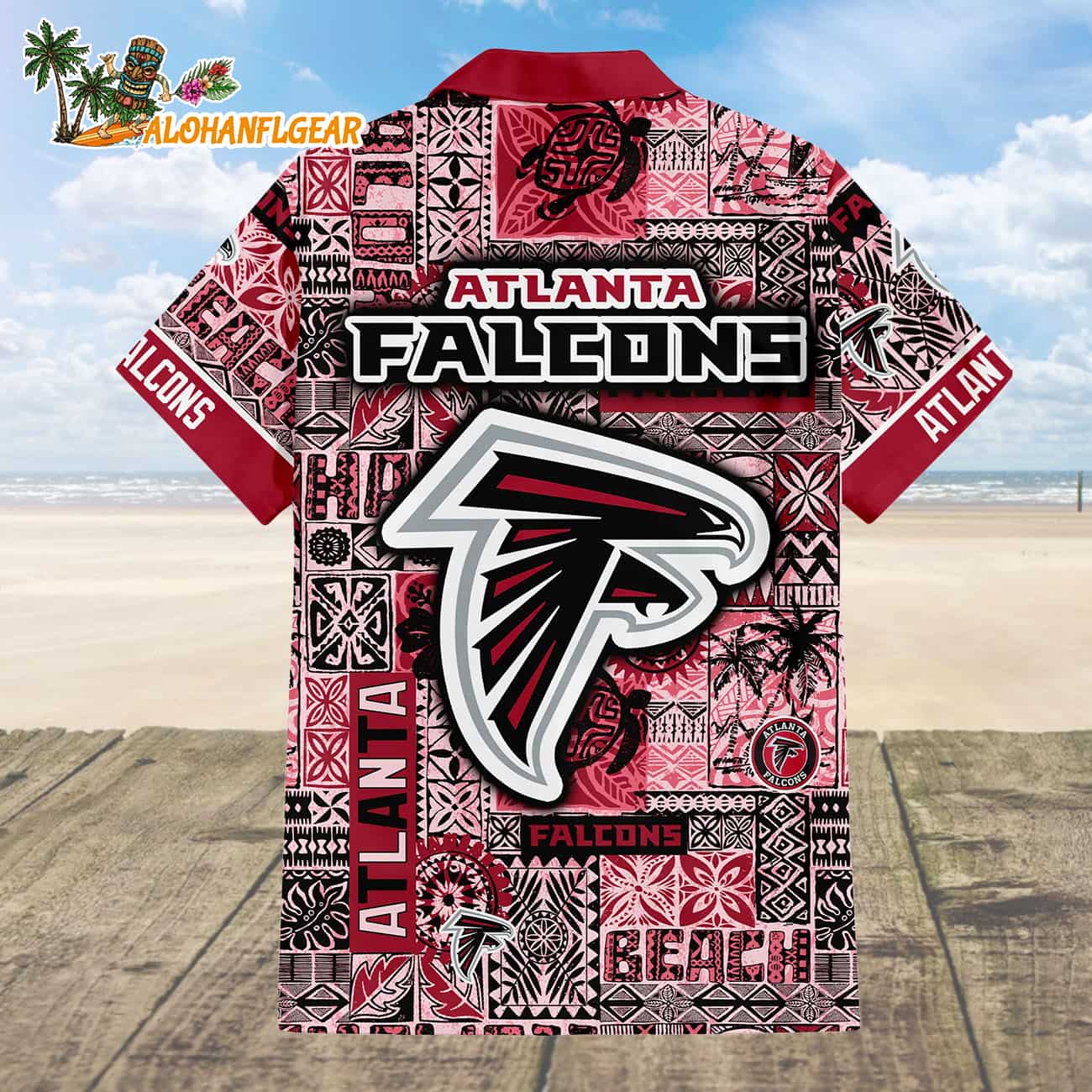 Atlanta Falcons Tapa Patterns Hawaiian Shirt, NFL Aloha Shirt Atlanta Falcons Tapa Patterns Hawaiian Shirt, NFL Aloha Shirt