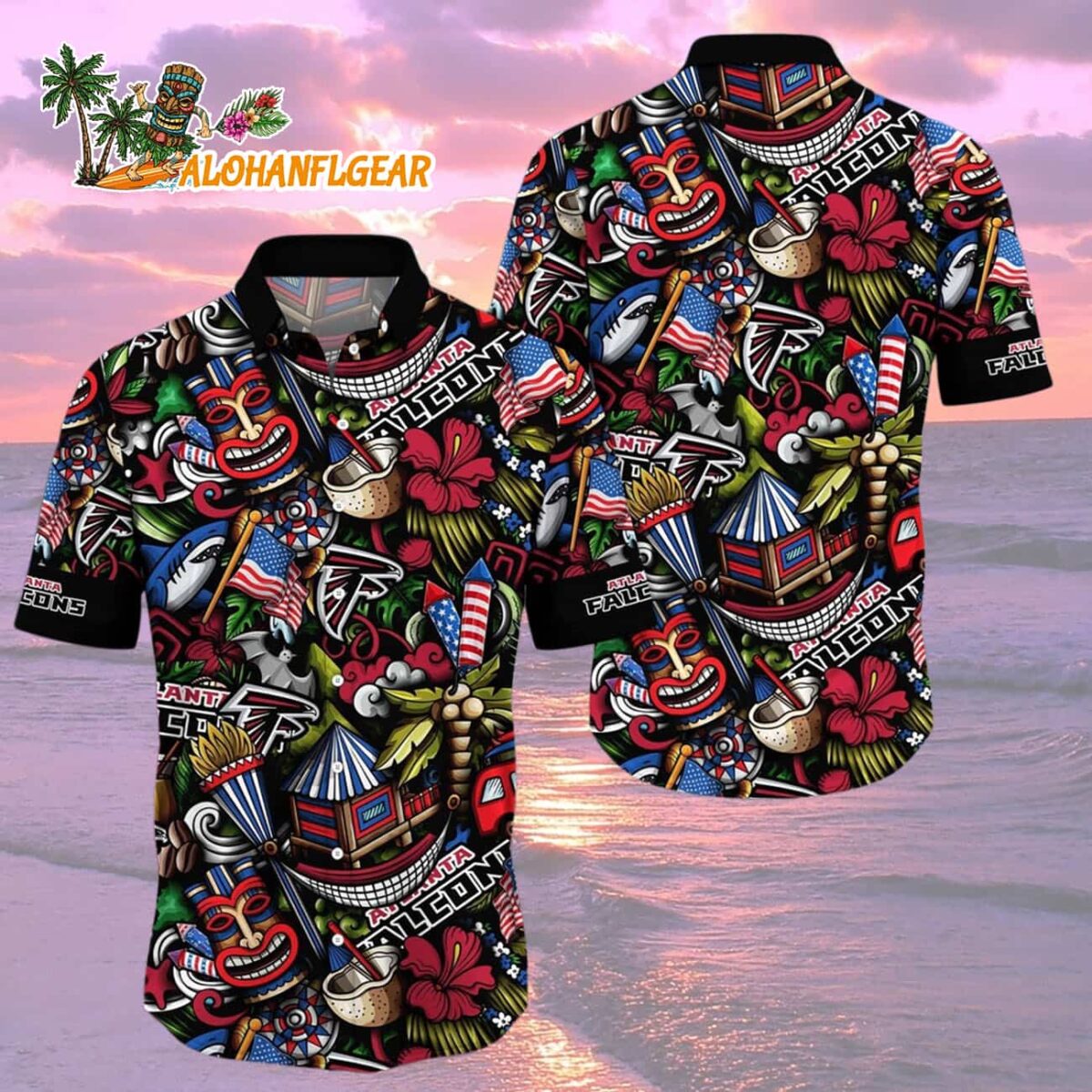 Atlanta Falcons Tiki Me Off Hawaiian Shirt Atlanta Falcons Aloha Shirt 2