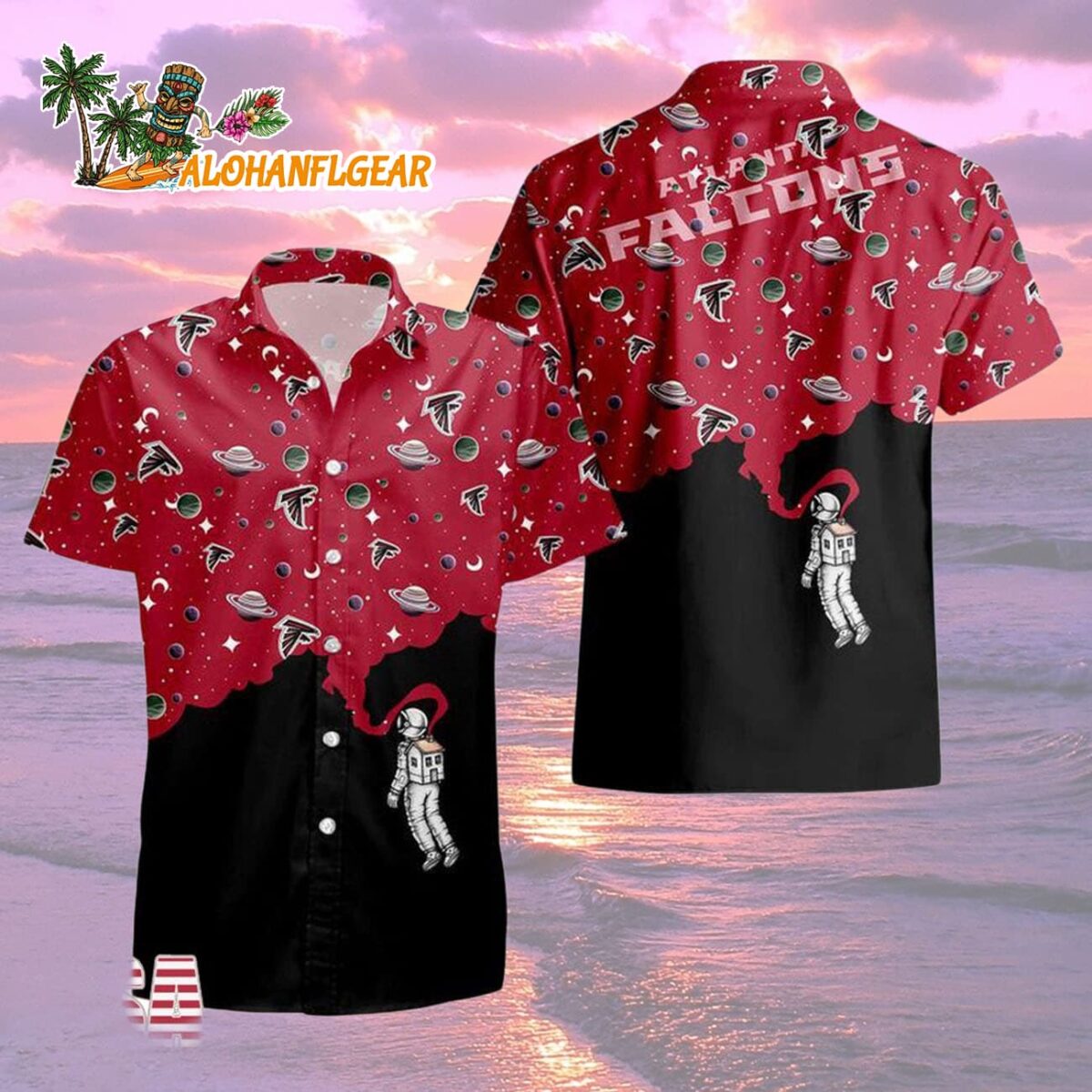 Atlanta Falcons Universal Astronaut Pattern Hawaiian Shirt Atlanta Falcons Aloha Shirt 2