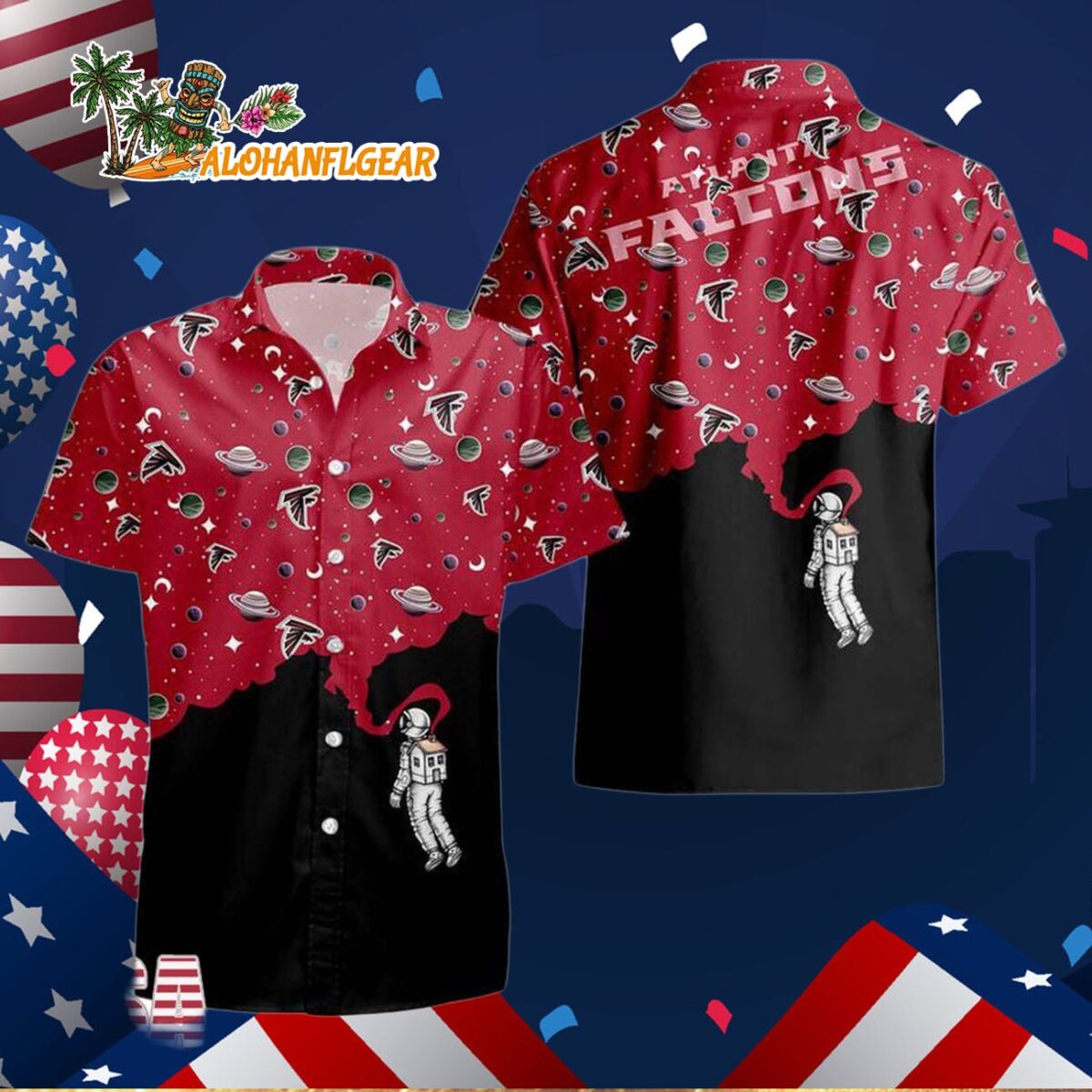 Atlanta Falcons Universal Astronaut Pattern Hawaiian Shirt Atlanta Falcons Aloha Shirt 3