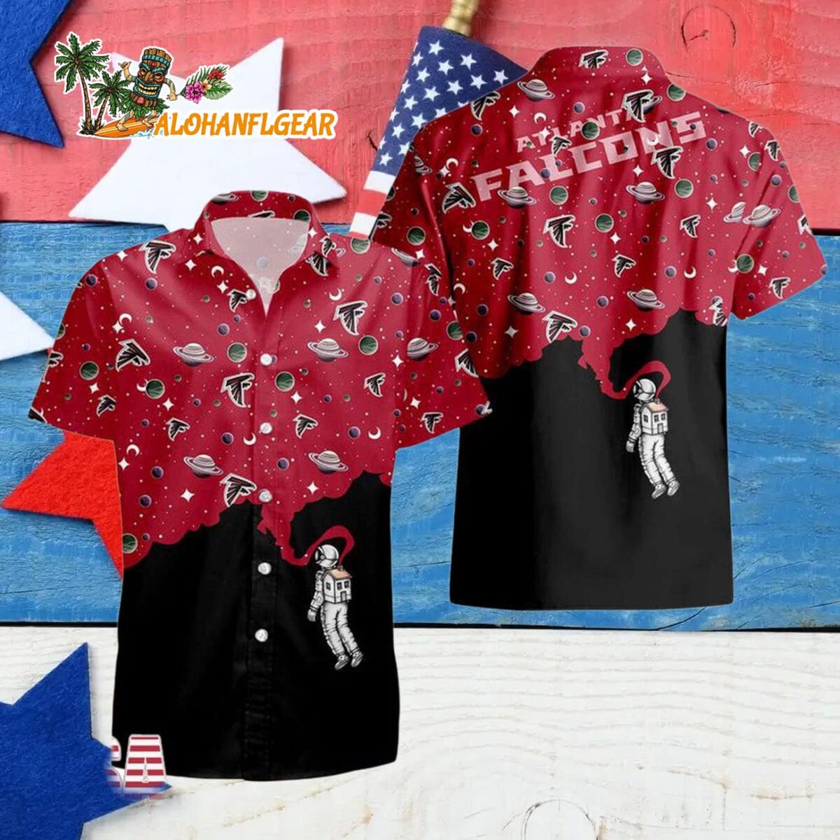Atlanta Falcons Universal Astronaut Pattern Hawaiian Shirt Atlanta Falcons Aloha Shirt 4