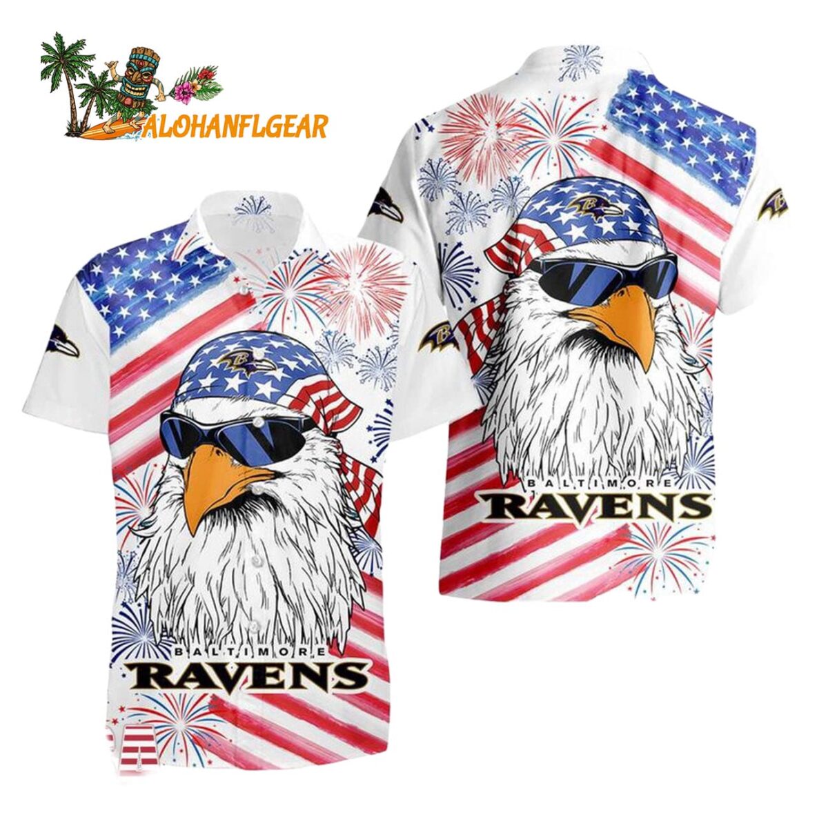 Baltimore Ravens American Eagle Emblem Hawaiian Shirt Baltimore Ravens Aloha Shirt 1