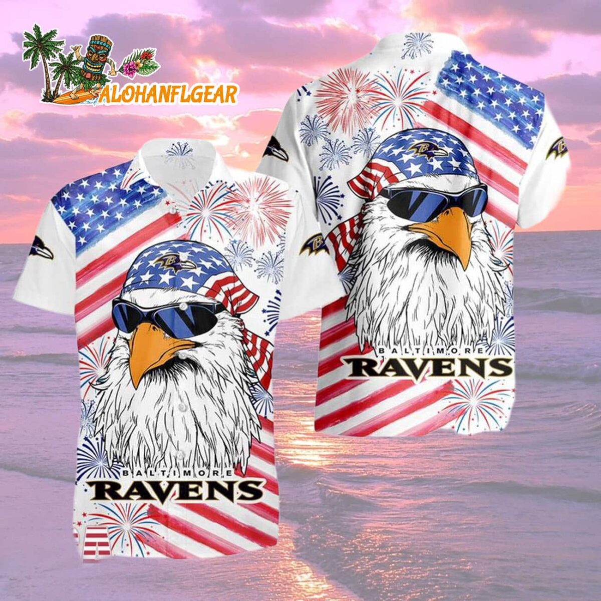 Baltimore Ravens American Eagle Emblem Hawaiian Shirt 1 Baltimore Ravens American Eagle Emblem Hawaiian Shirt Baltimore Ravens Aloha Shirt 2