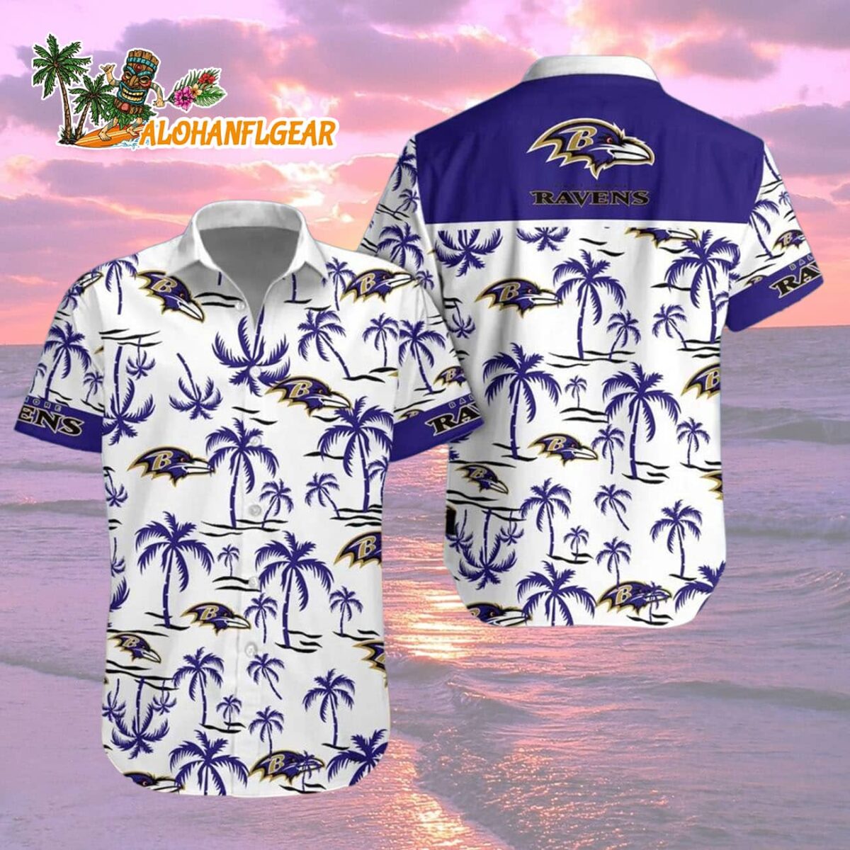 Baltimore Ravens Coconut Logo Beach Hawaiian Shirt, NFL Aloha Shirt 1 Baltimore Ravens Coconut Logo Beach Hawaiian Shirt NFL Aloha Shirt 2